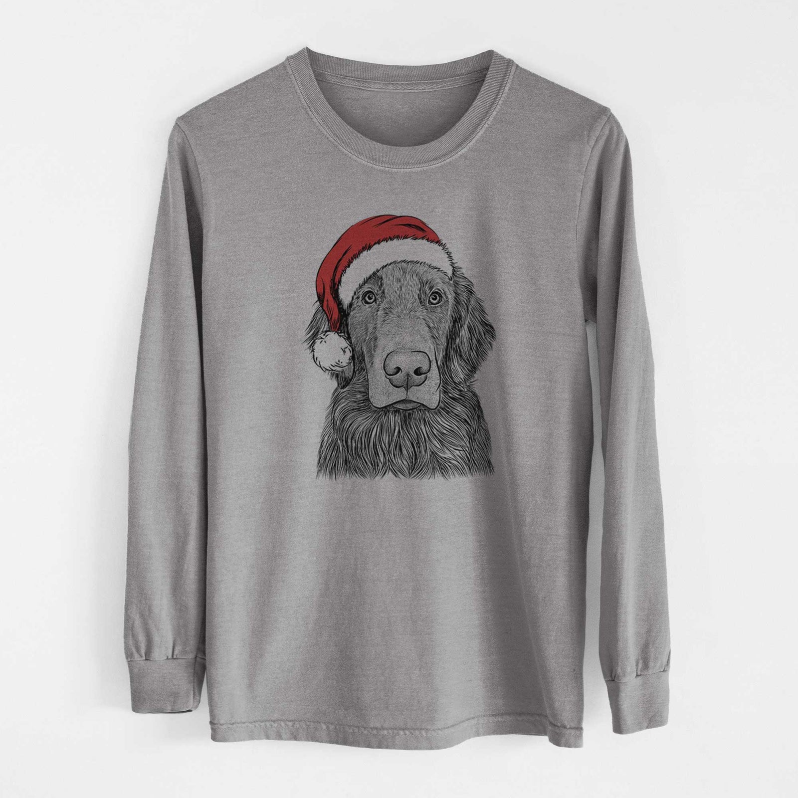 Santa Pippin the Flat Coated Retriever - Heavyweight 100% Cotton Long Sleeve