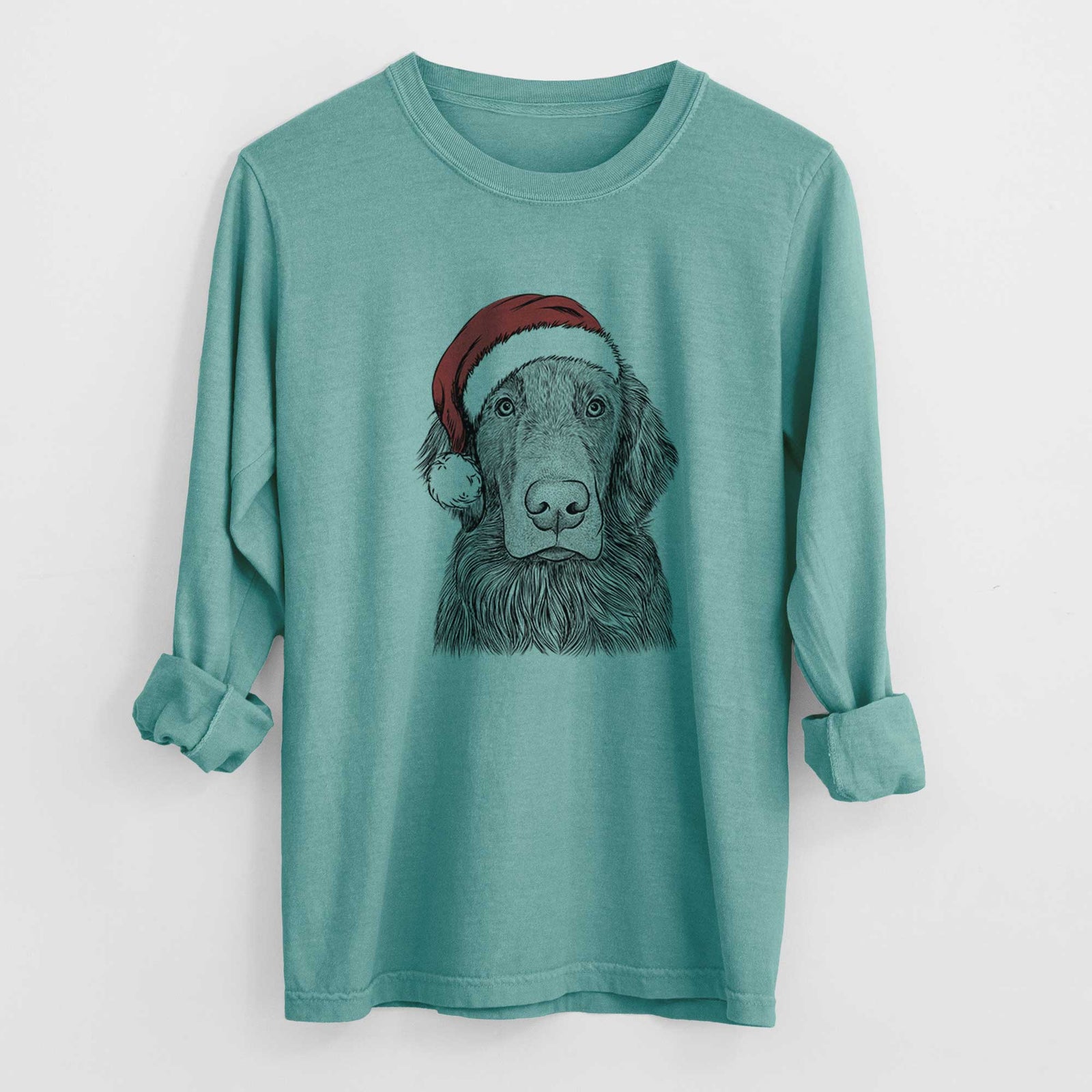 Santa Pippin the Flat Coated Retriever - Heavyweight 100% Cotton Long Sleeve