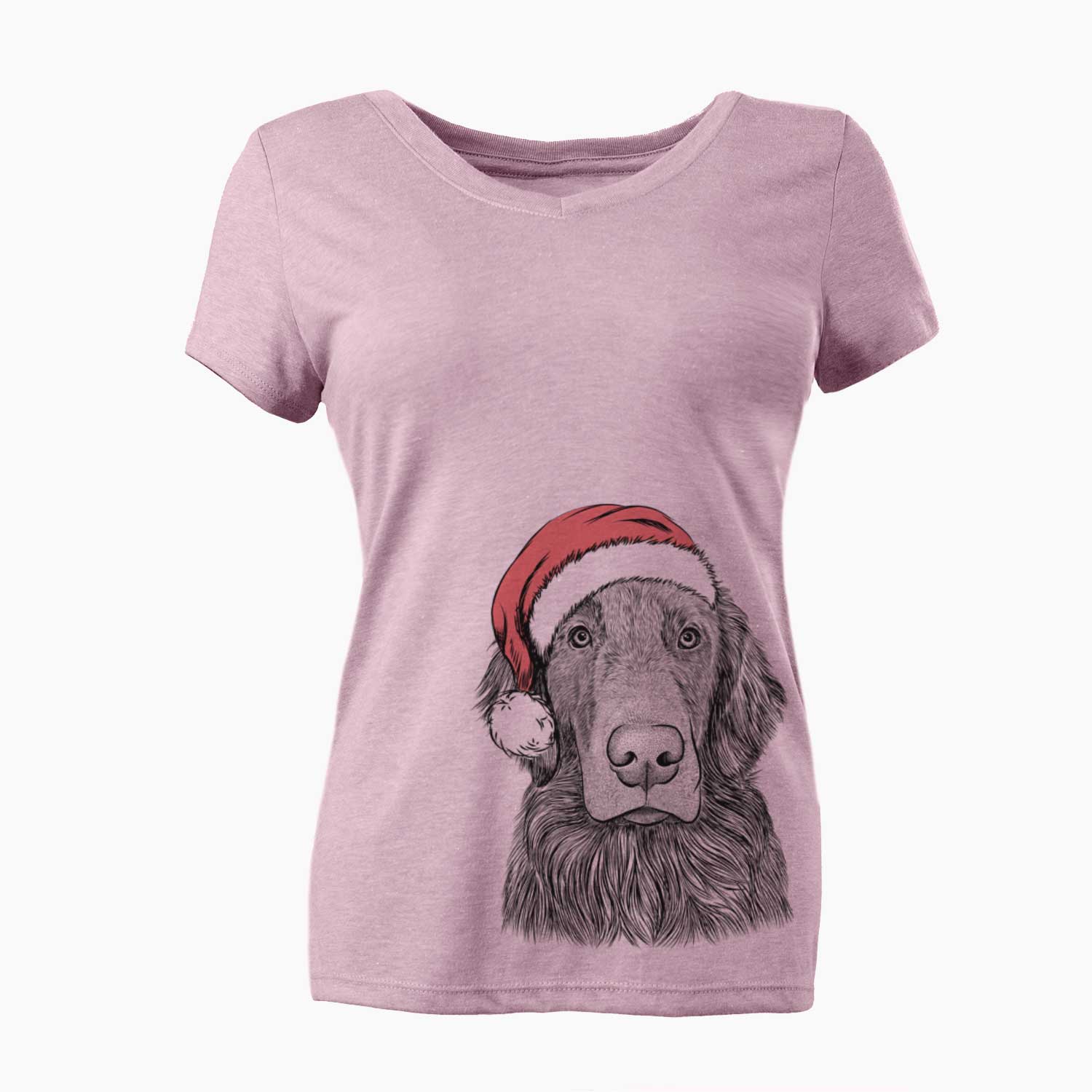 Santa Pippin the Flat Coated Retriever - Women's V-neck Shirt