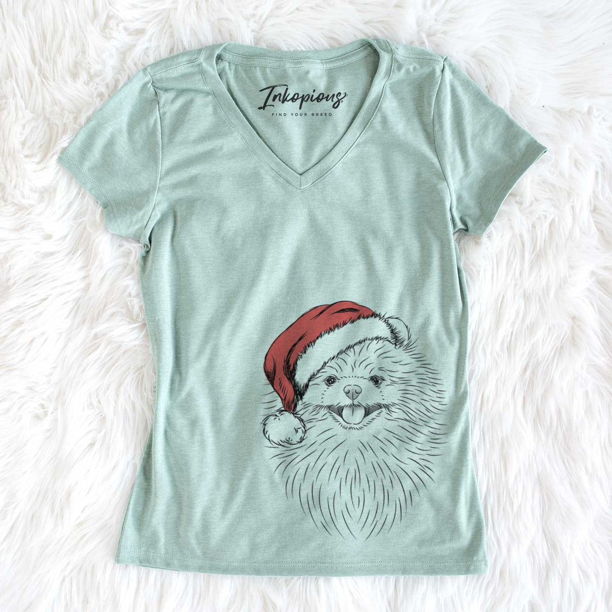 Santa Pirro the Pomeranian - Women&#39;s V-neck Shirt
