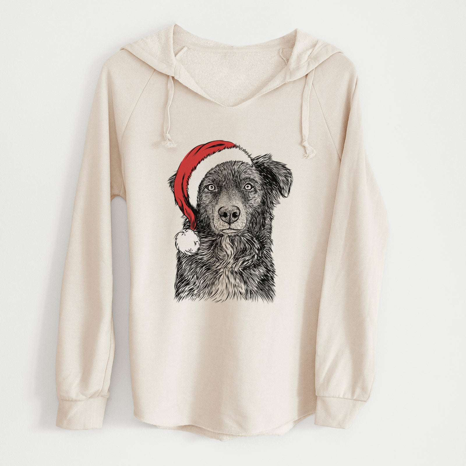 Santa Pixel the Australian Shepherd - Cali Wave Hooded Sweatshirt