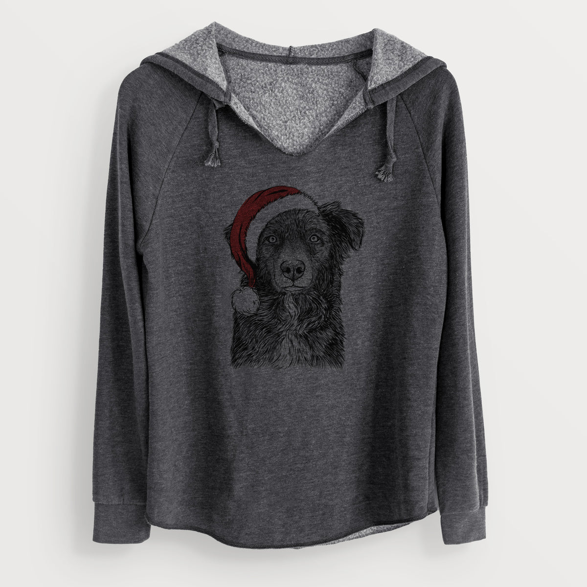 Santa Pixel the Australian Shepherd - Cali Wave Hooded Sweatshirt