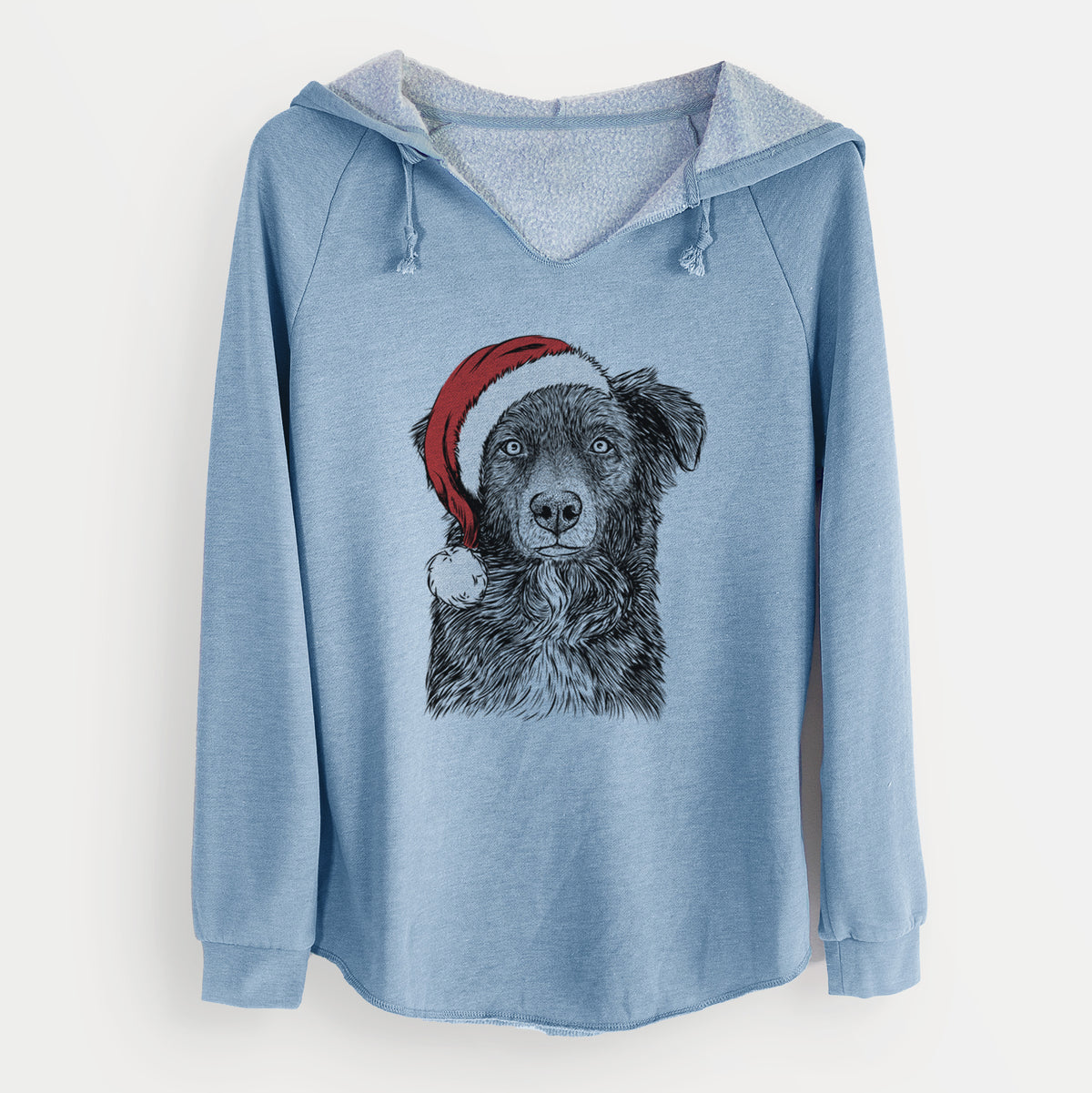 Santa Pixel the Australian Shepherd - Cali Wave Hooded Sweatshirt