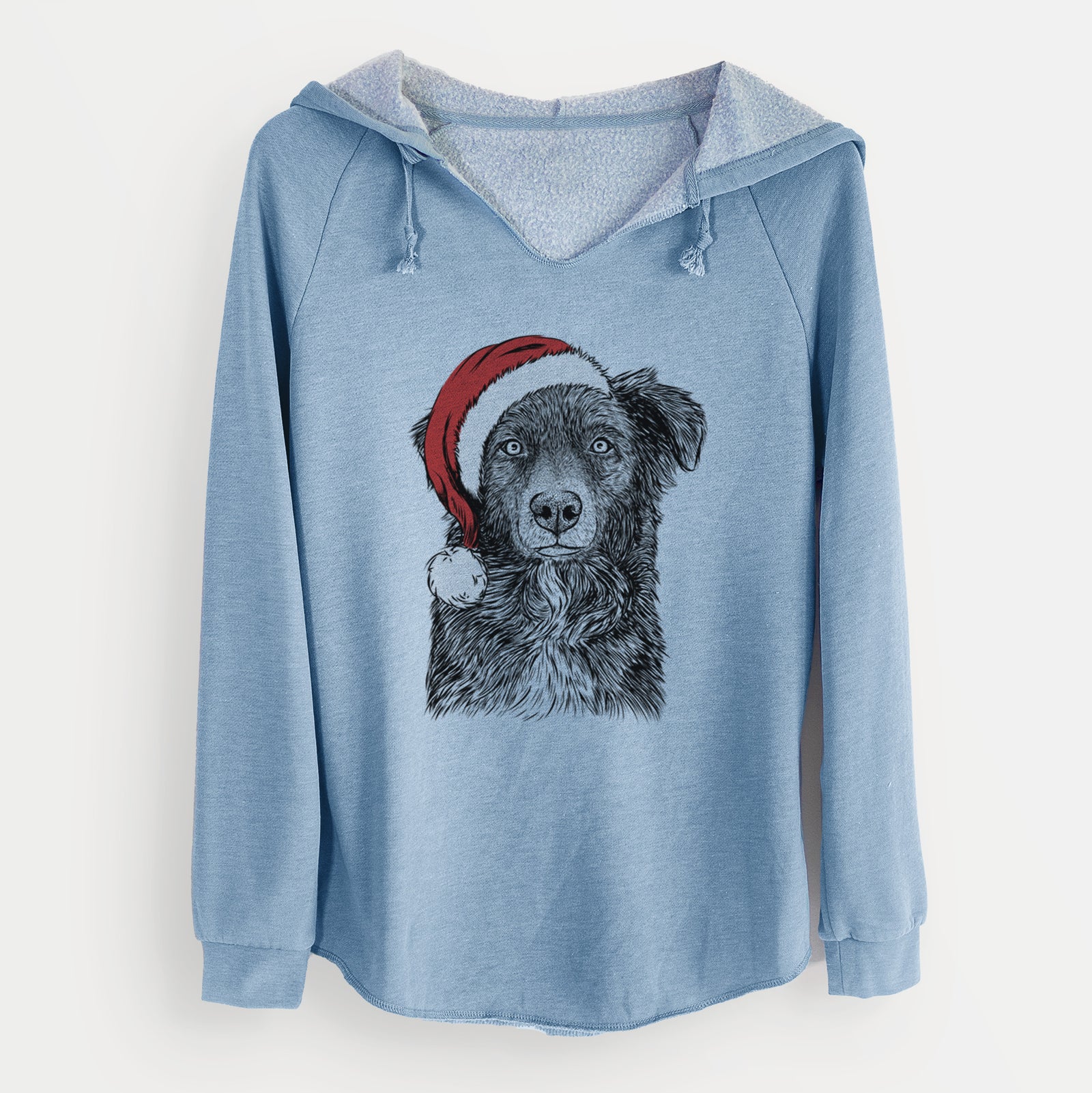 Santa Pixel the Australian Shepherd - Cali Wave Hooded Sweatshirt