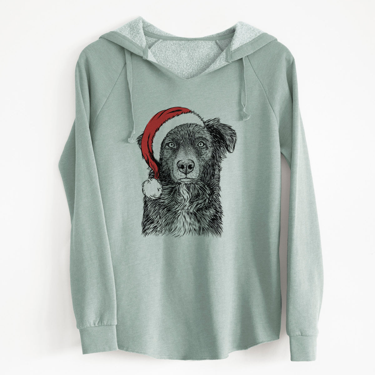 Santa Pixel the Australian Shepherd - Cali Wave Hooded Sweatshirt