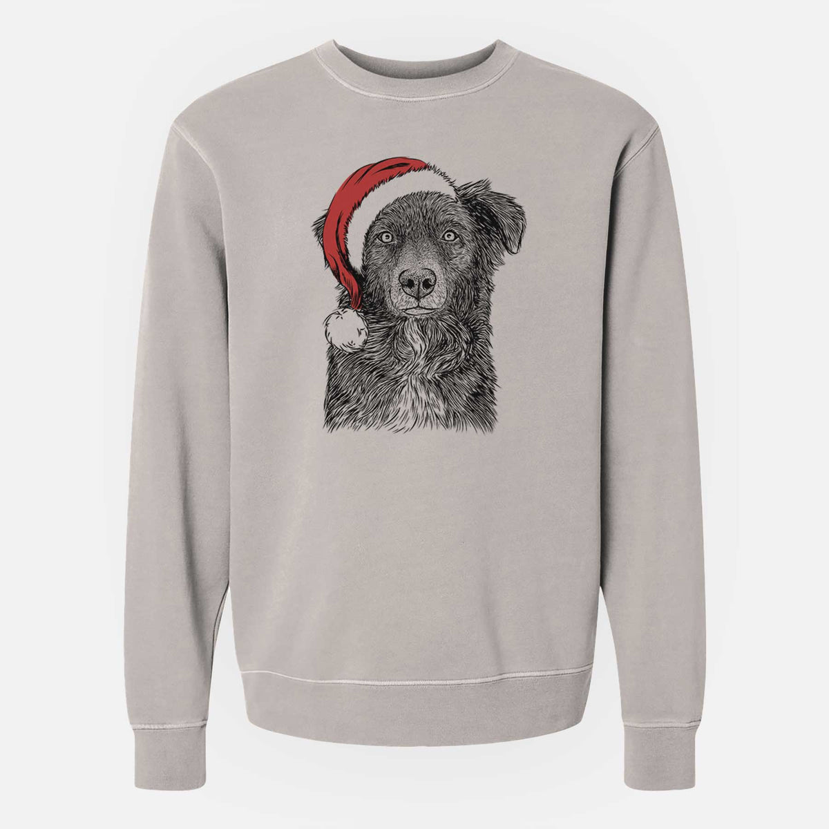 Santa Pixel the Australian Shepherd - Unisex Pigment Dyed Crew Sweatshirt