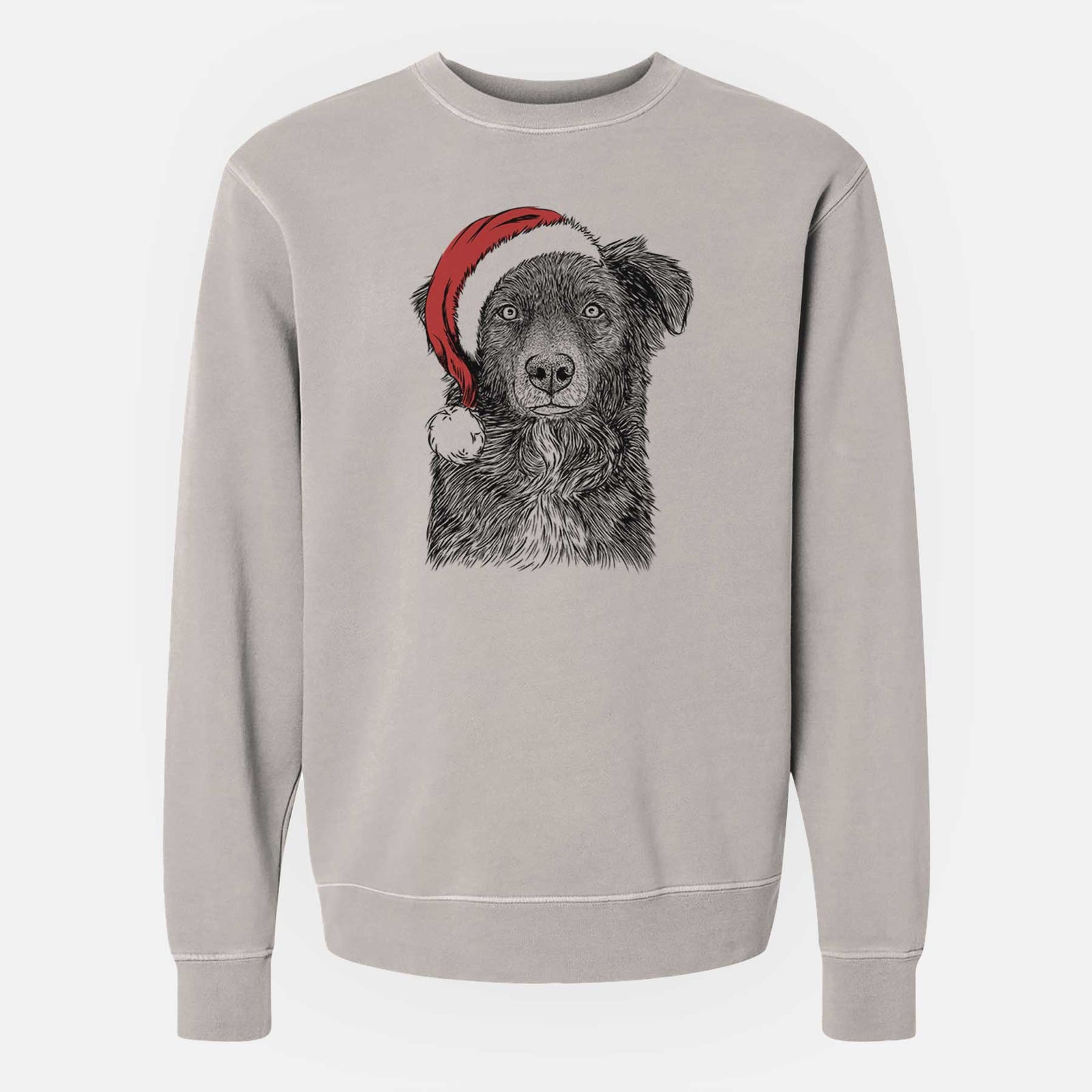 Santa Pixel the Australian Shepherd - Unisex Pigment Dyed Crew Sweatshirt