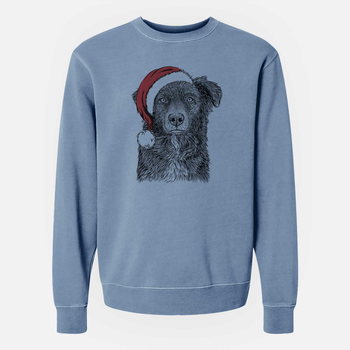Santa Pixel the Australian Shepherd - Unisex Pigment Dyed Crew Sweatshirt