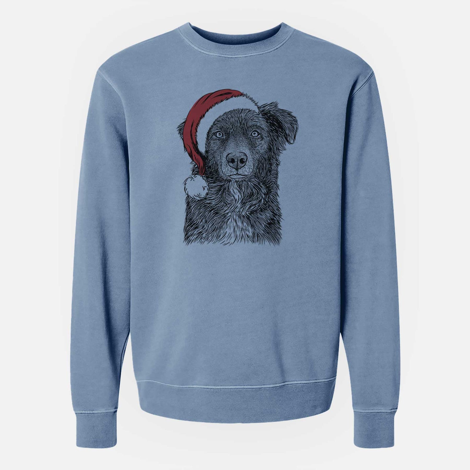 Santa Pixel the Australian Shepherd - Unisex Pigment Dyed Crew Sweatshirt
