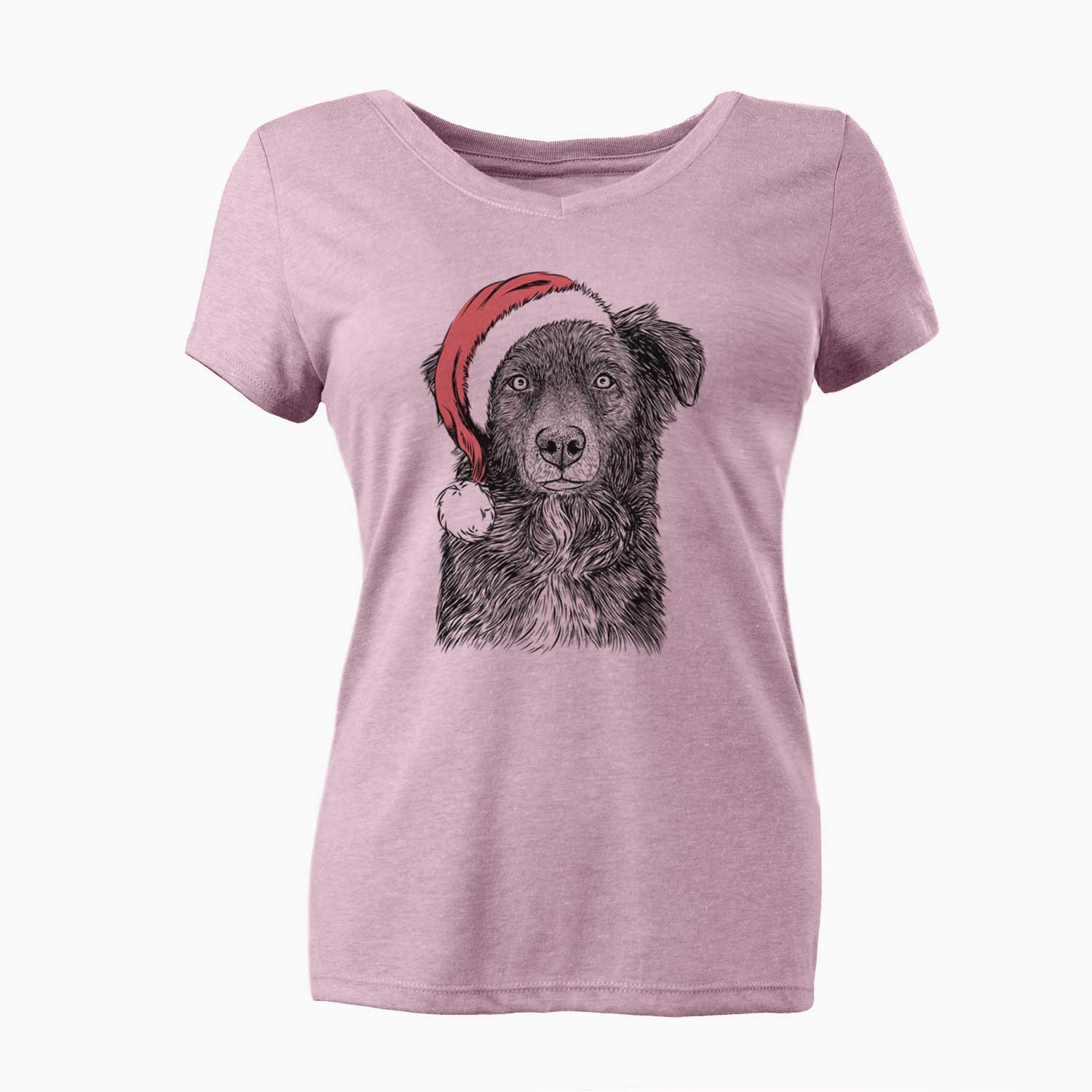 Santa Pixel the Australian Shepherd - Women's V-neck Shirt