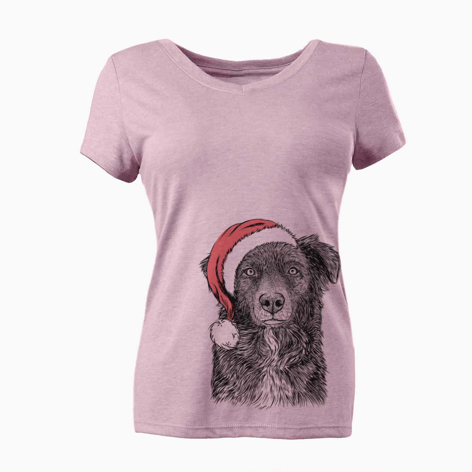 Santa Pixel the Australian Shepherd - Women's V-neck Shirt