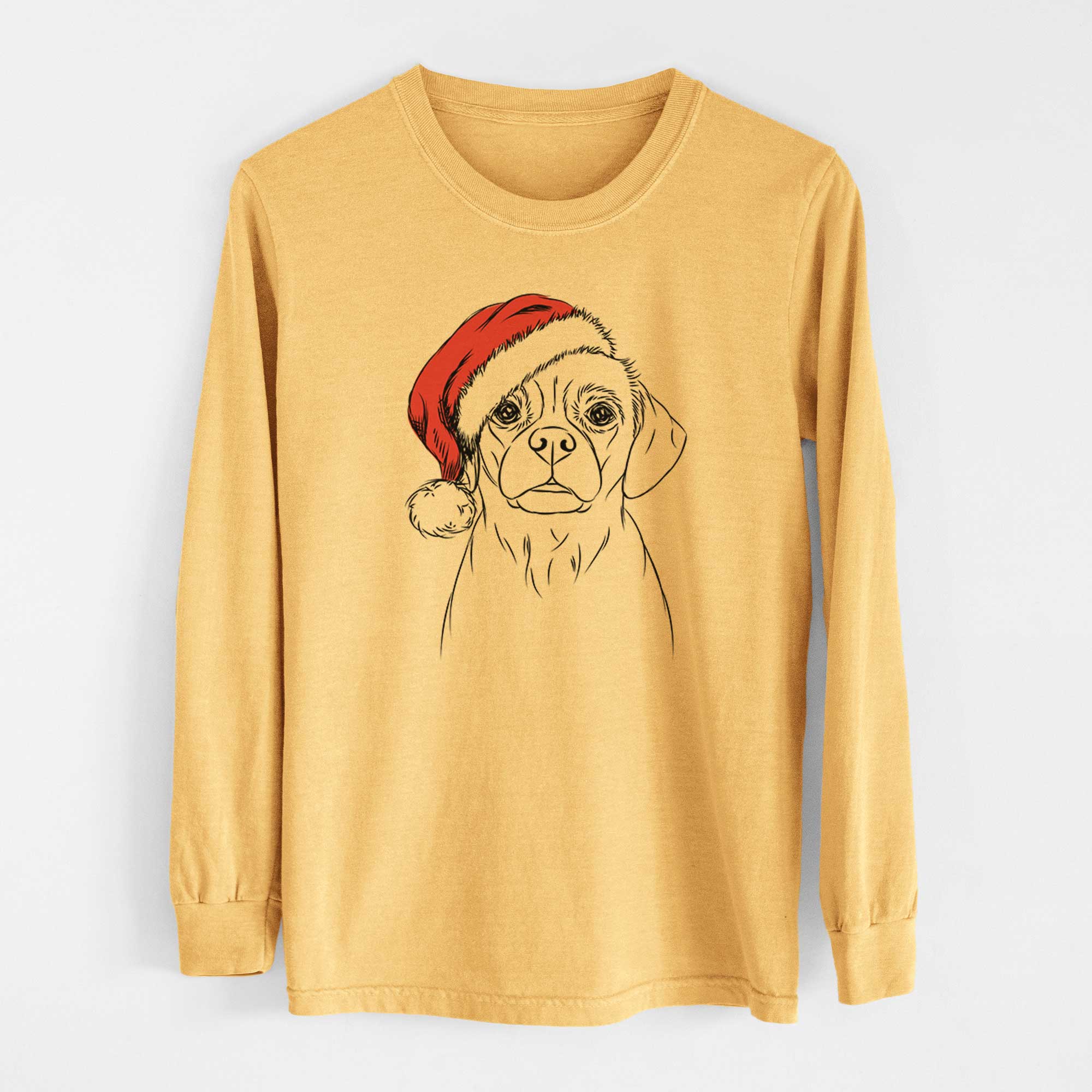 Santa Popcorn the Puggle - Heavyweight 100% Cotton Long Sleeve