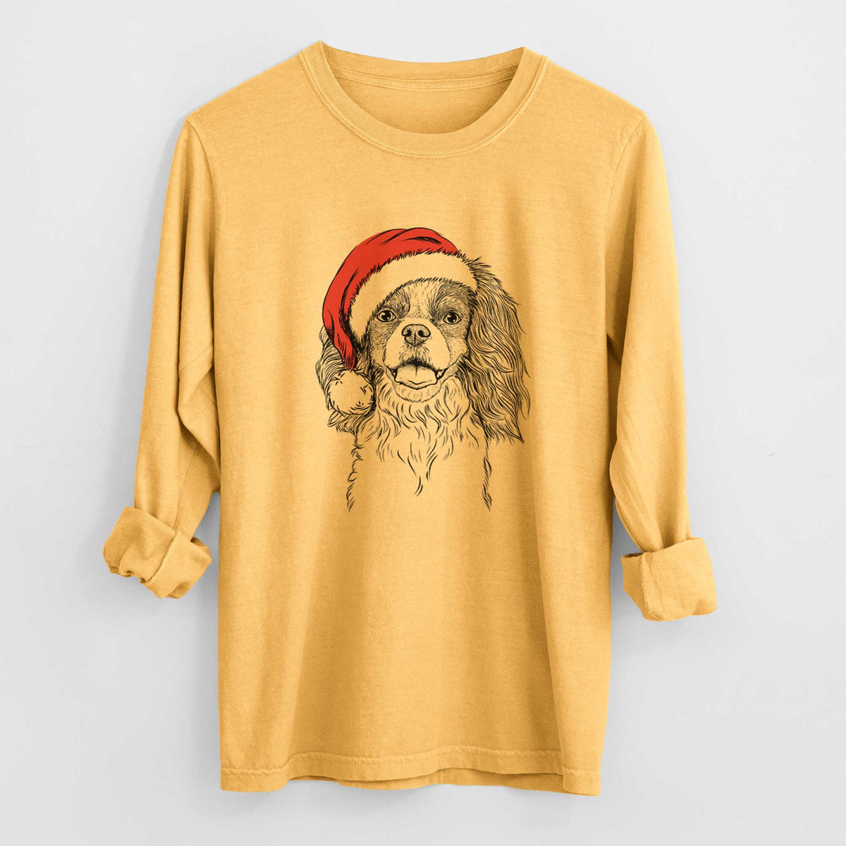 Santa Poppy the Cavalier King Charles Spaniel - Heavyweight 100% Cotton Long Sleeve