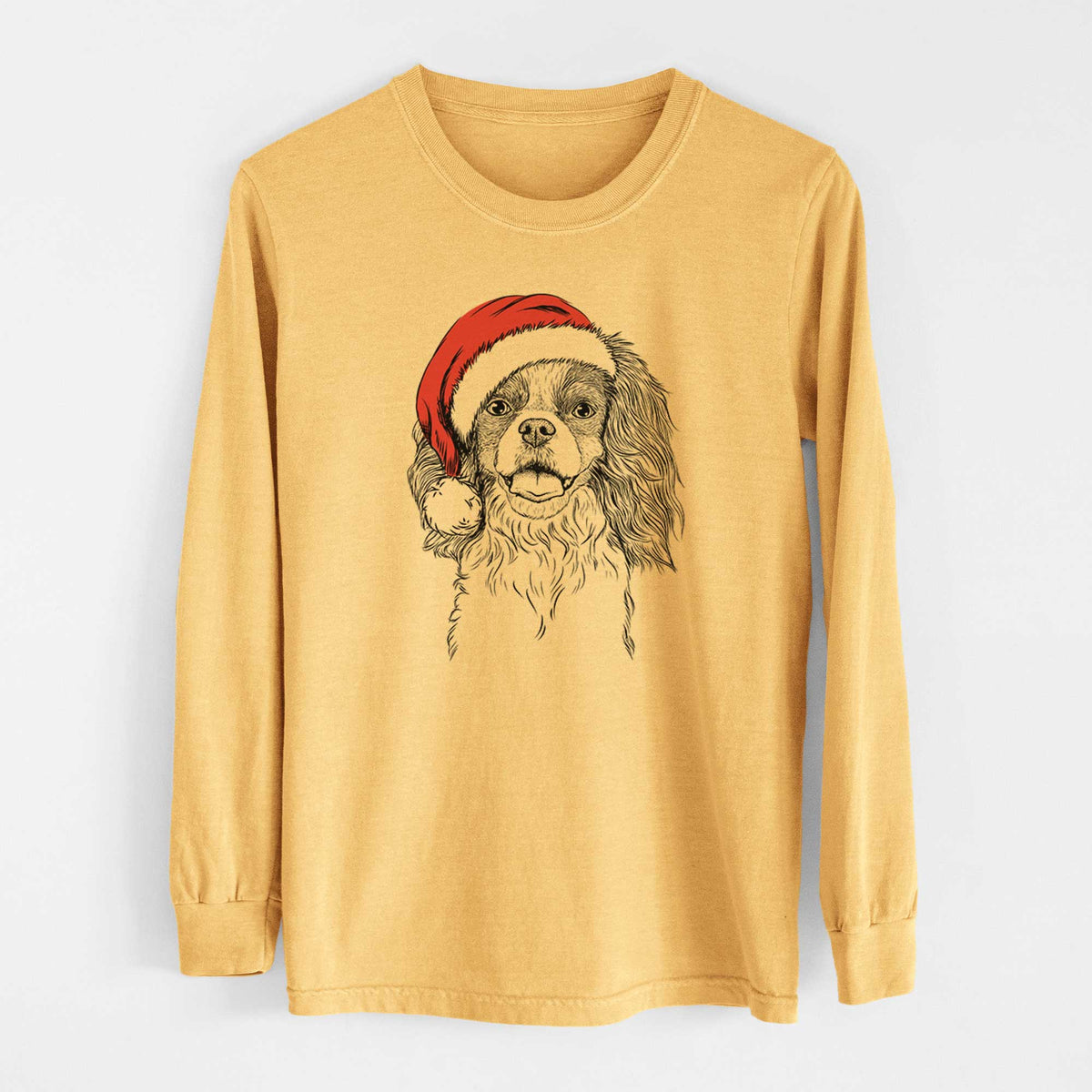 Santa Poppy the Cavalier King Charles Spaniel - Heavyweight 100% Cotton Long Sleeve