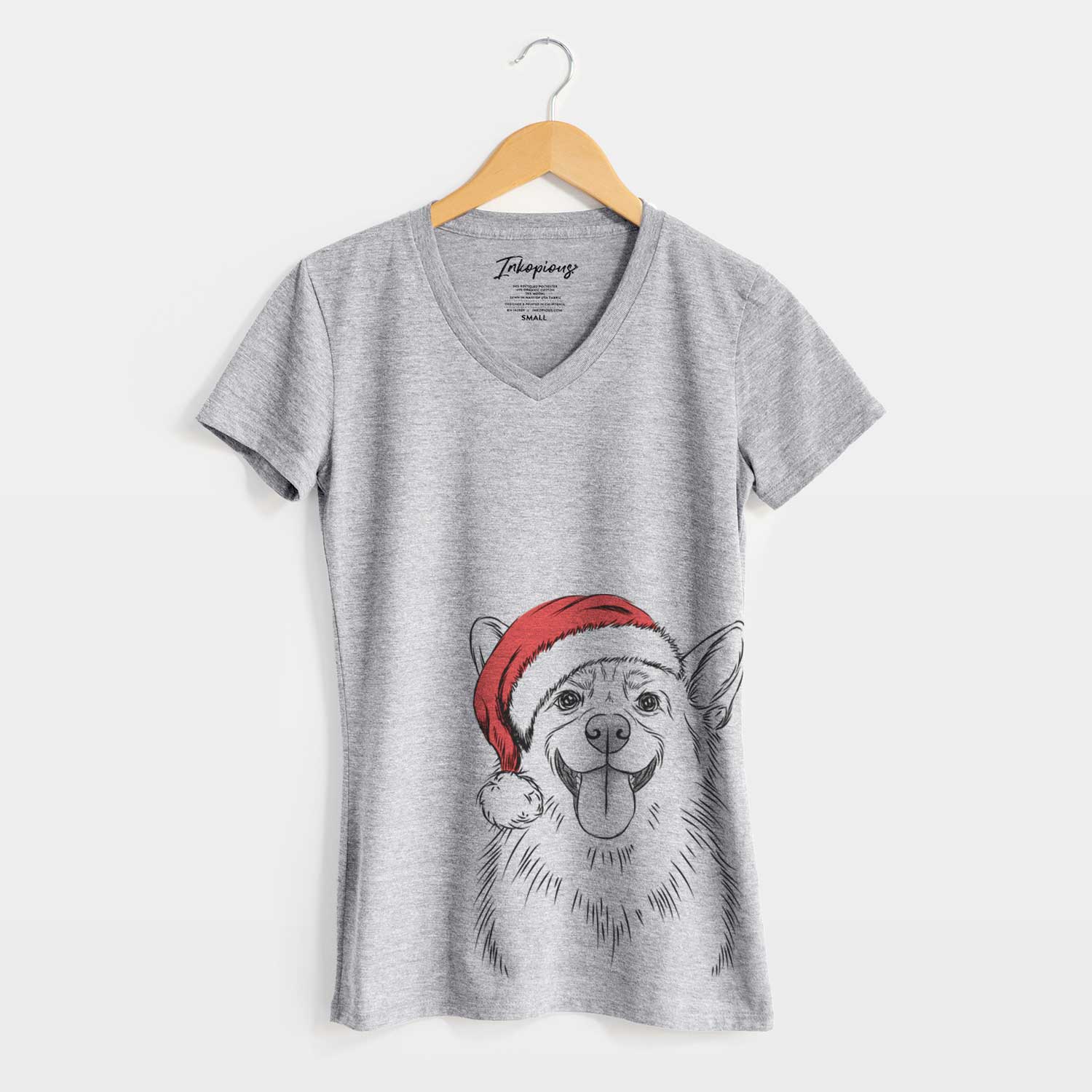 Santa Porter the Pembroke Welsh Corgi - Women's V-neck Shirt