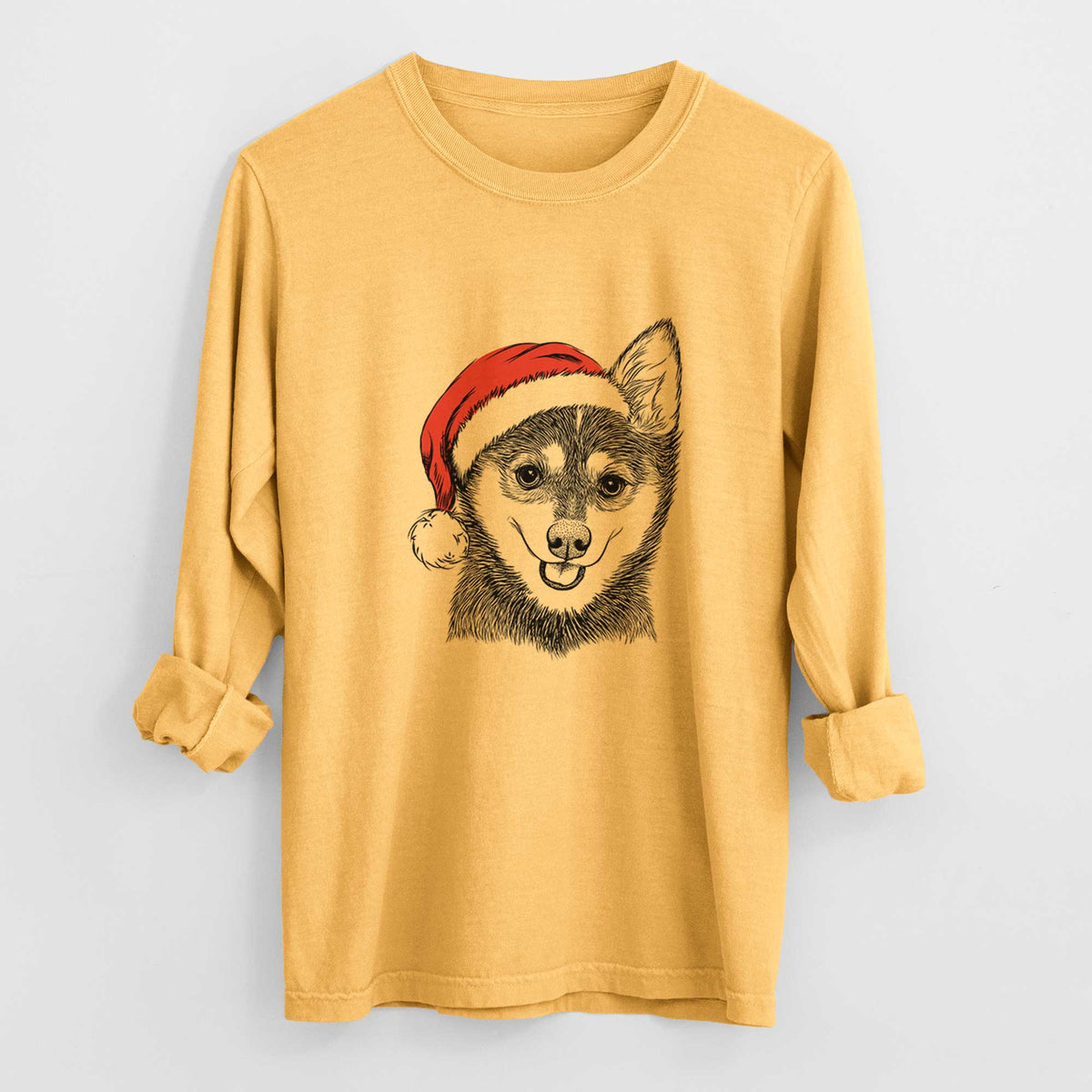 Santa Posey the Alaskan Klee Kai - Heavyweight 100% Cotton Long Sleeve