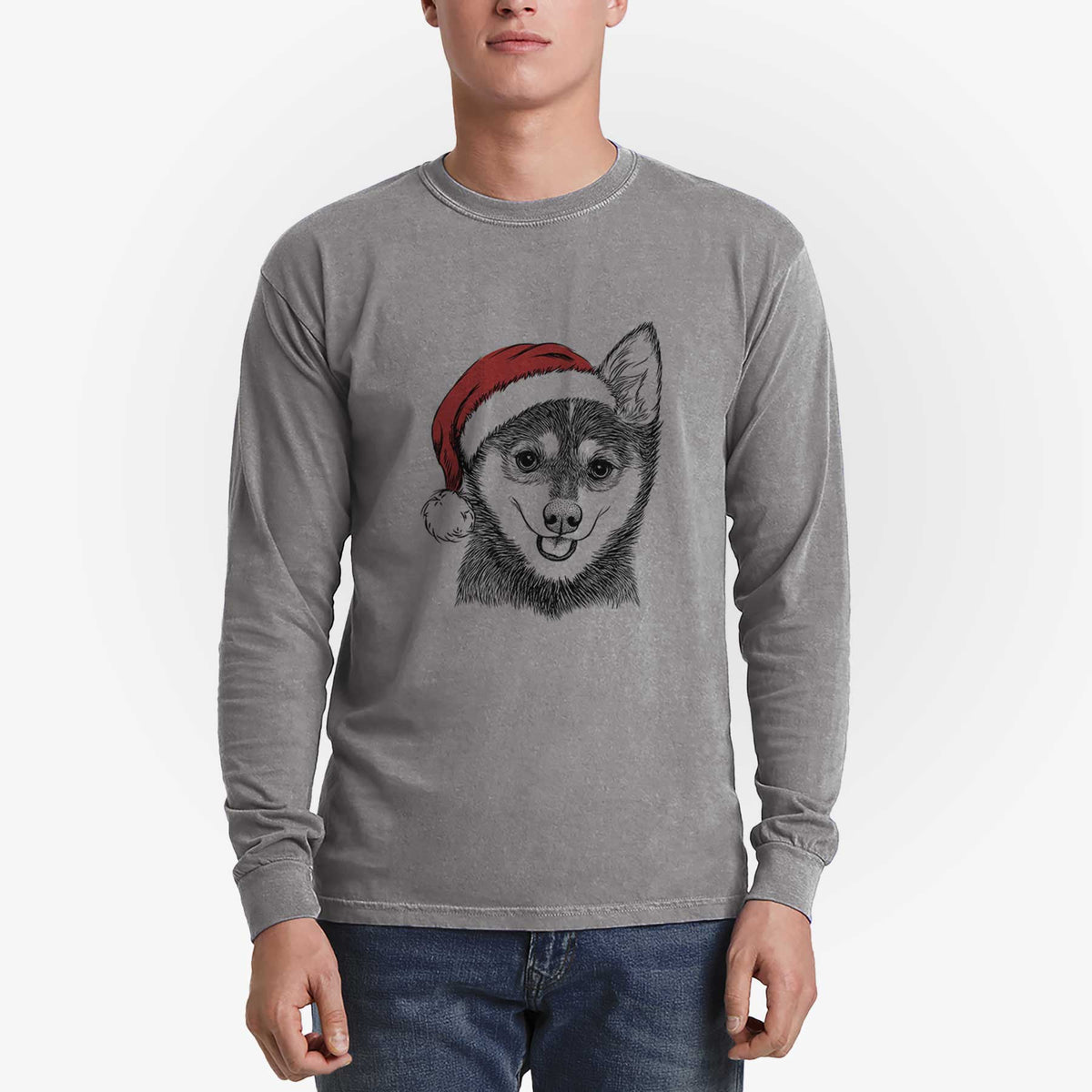 Santa Posey the Alaskan Klee Kai - Heavyweight 100% Cotton Long Sleeve