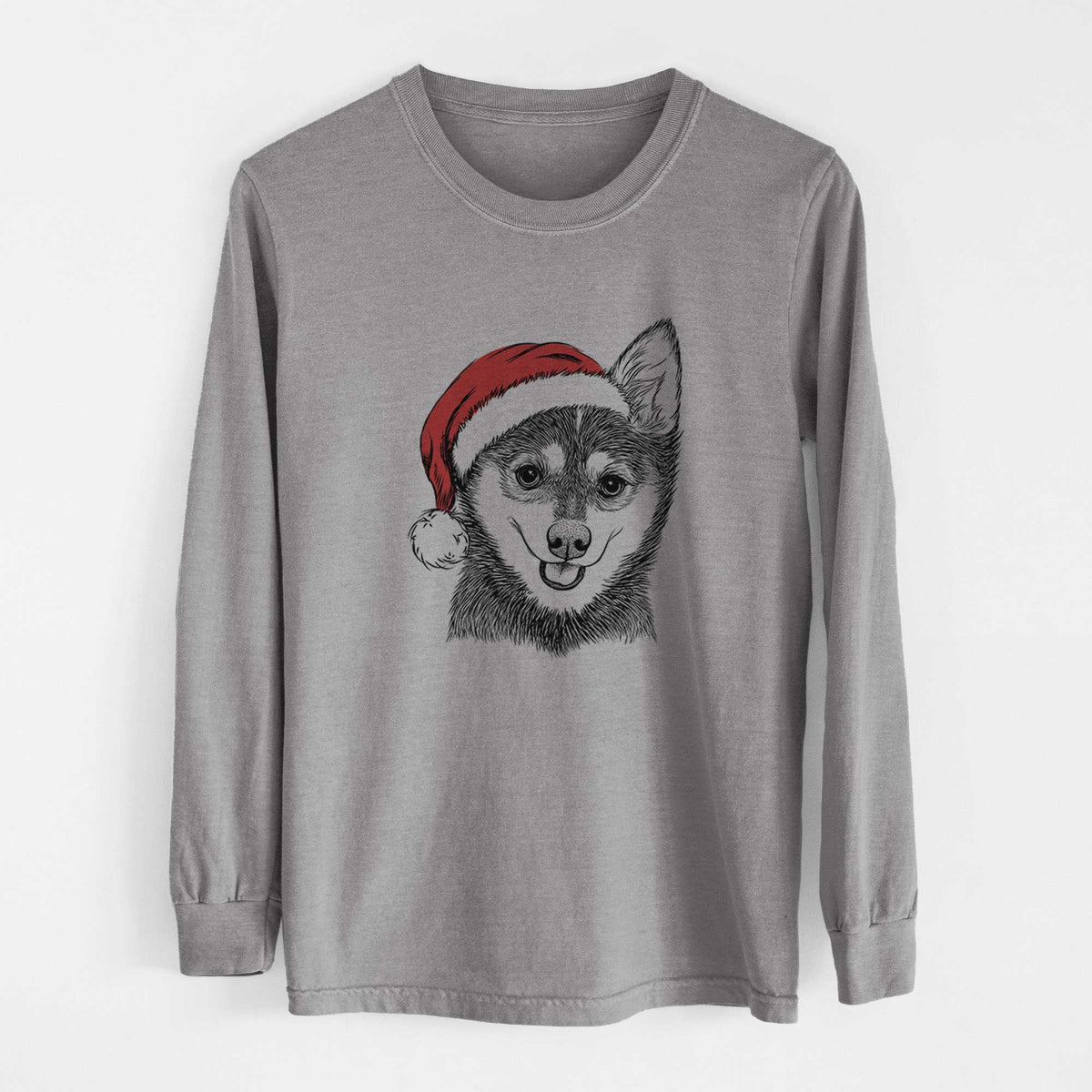 Santa Posey the Alaskan Klee Kai - Heavyweight 100% Cotton Long Sleeve