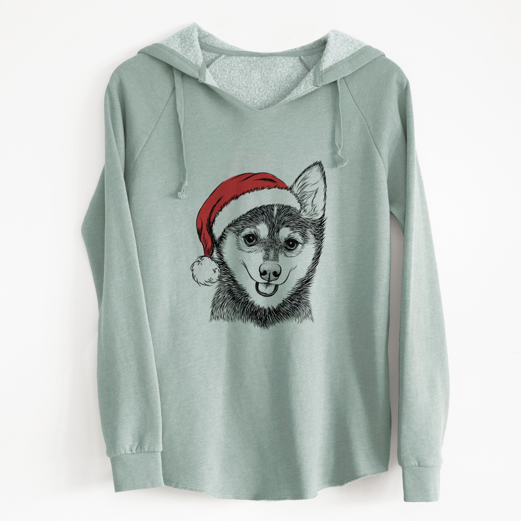 Santa Posey the Alaskan Klee Kai - Cali Wave Hooded Sweatshirt