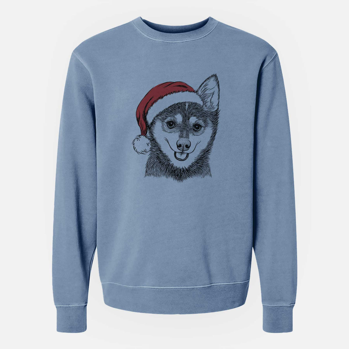 Santa Posey the Alaskan Klee Kai - Unisex Pigment Dyed Crew Sweatshirt