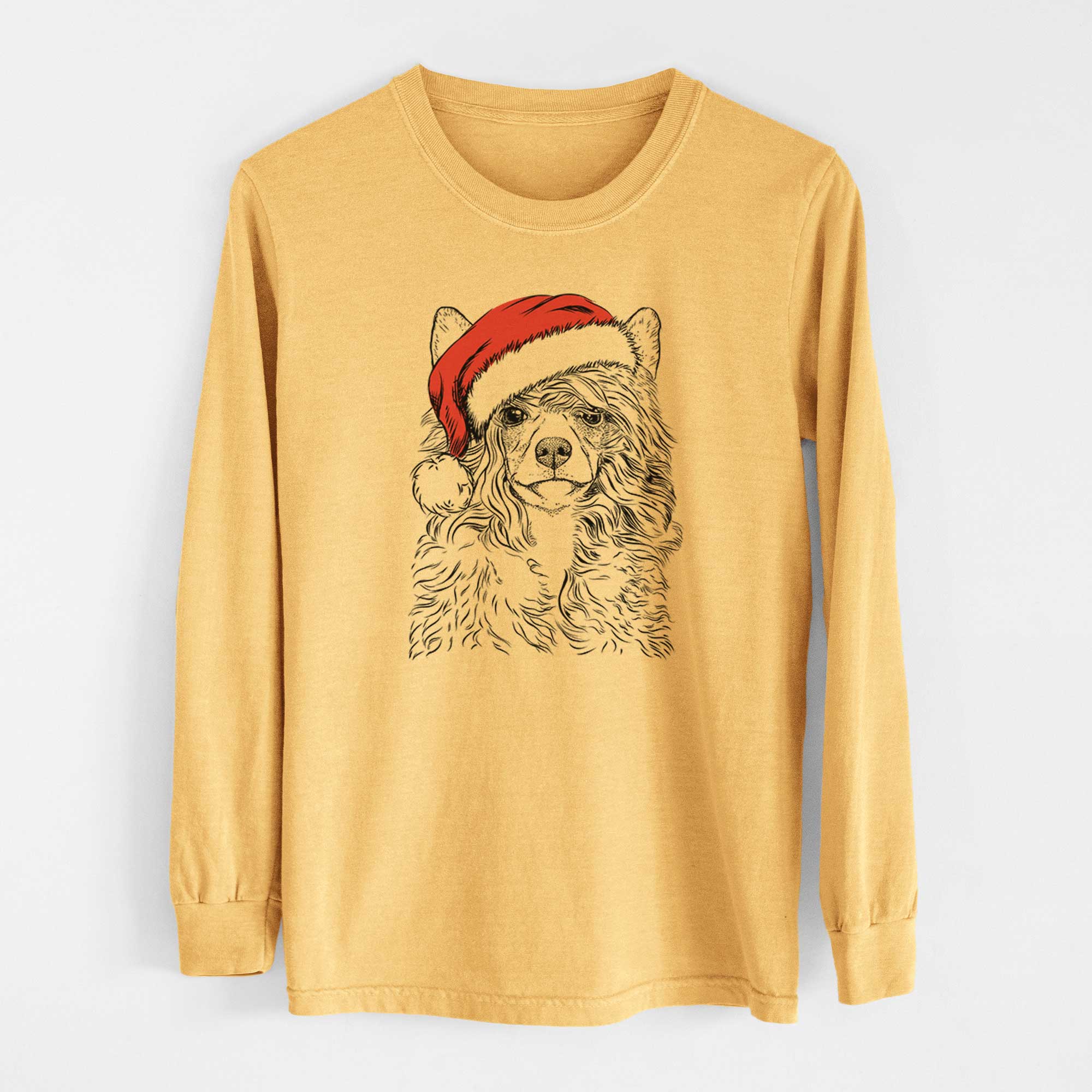 Santa Preston the Powderpuff Chinese Crested - Heavyweight 100% Cotton Long Sleeve