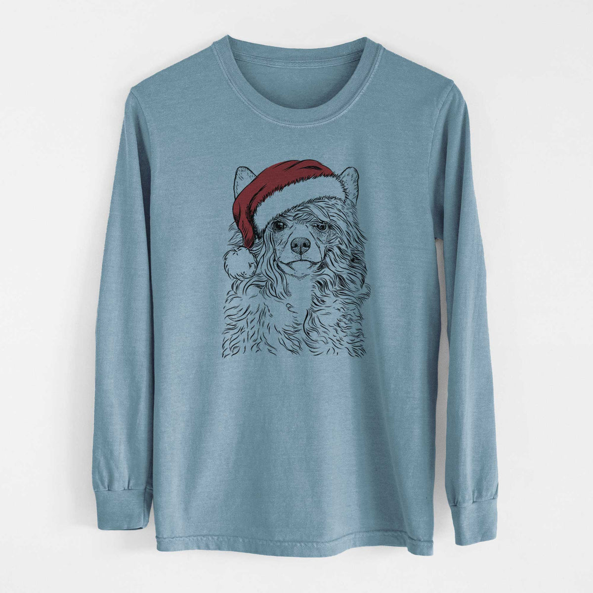 Santa Preston the Powderpuff Chinese Crested - Heavyweight 100% Cotton Long Sleeve