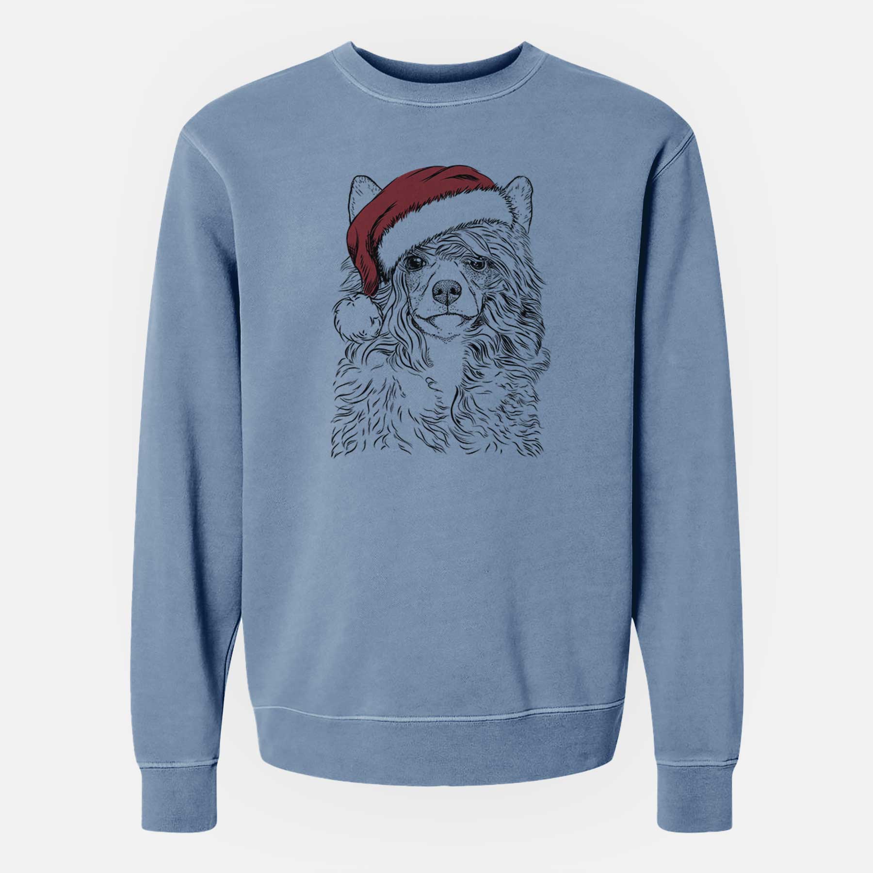 Santa Preston the Powderpuff Chinese Crested - Unisex Pigment Dyed Crew Sweatshirt