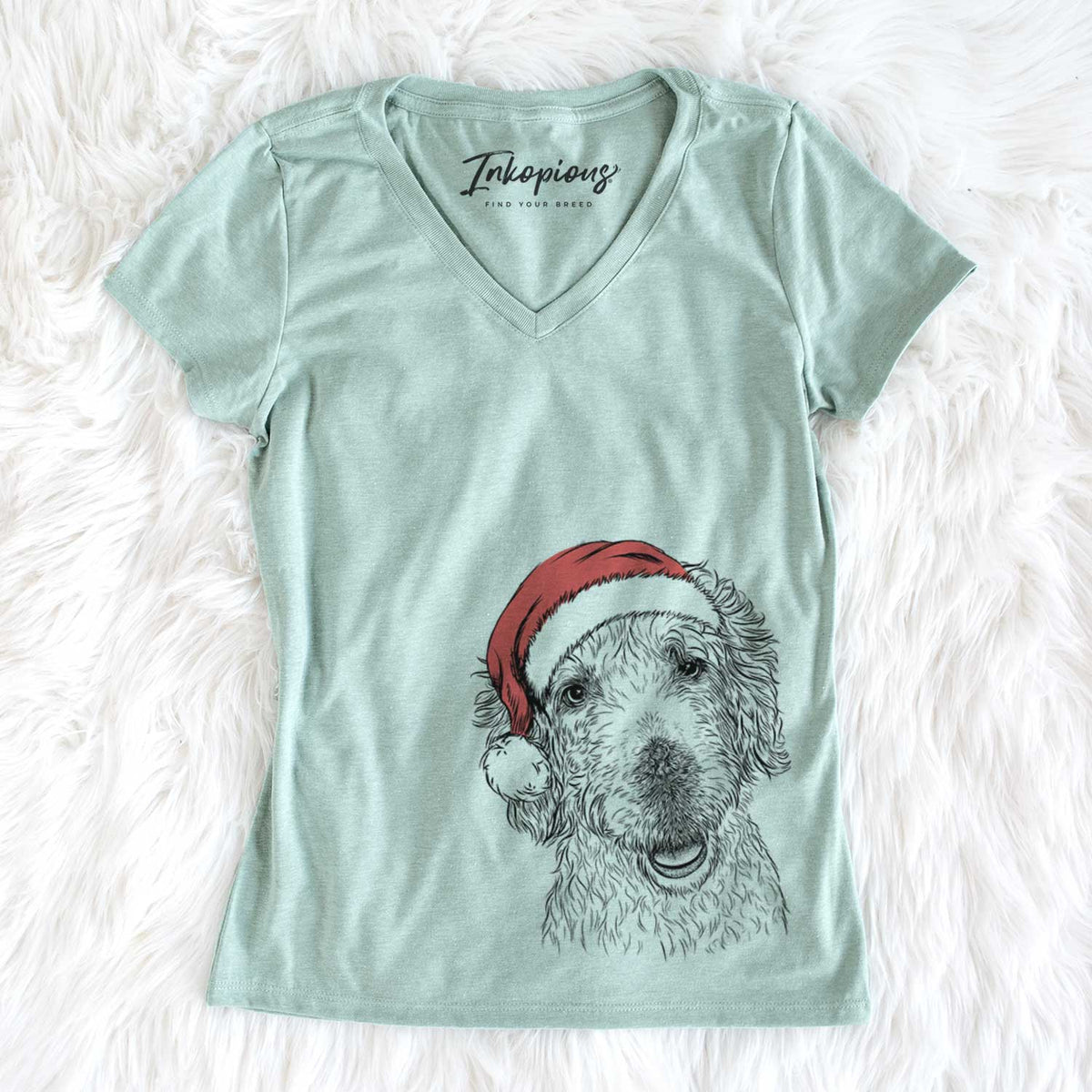 Santa Preston the Labradoodle - Women&#39;s V-neck Shirt