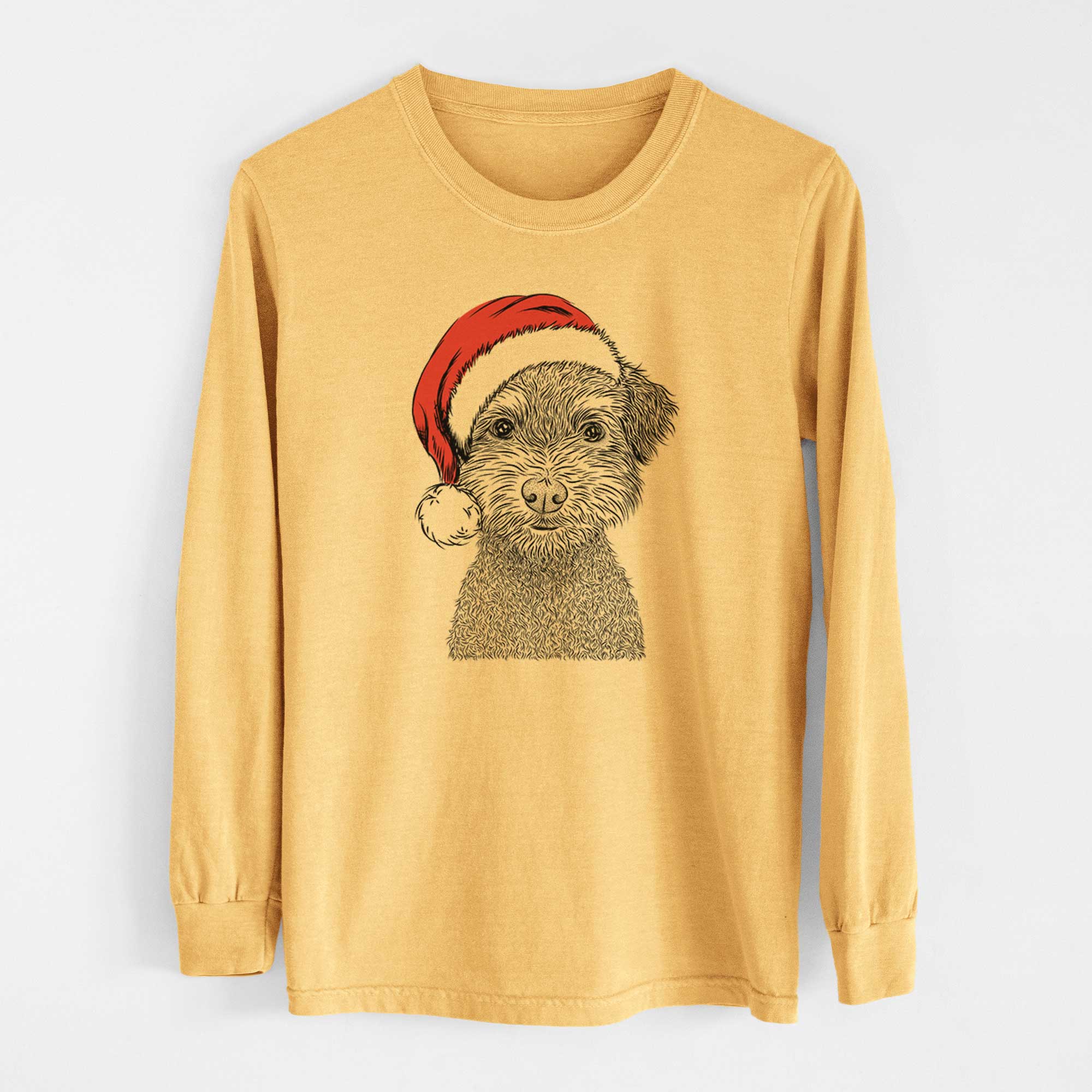 Santa Pretzel the Schnoodle - Heavyweight 100% Cotton Long Sleeve