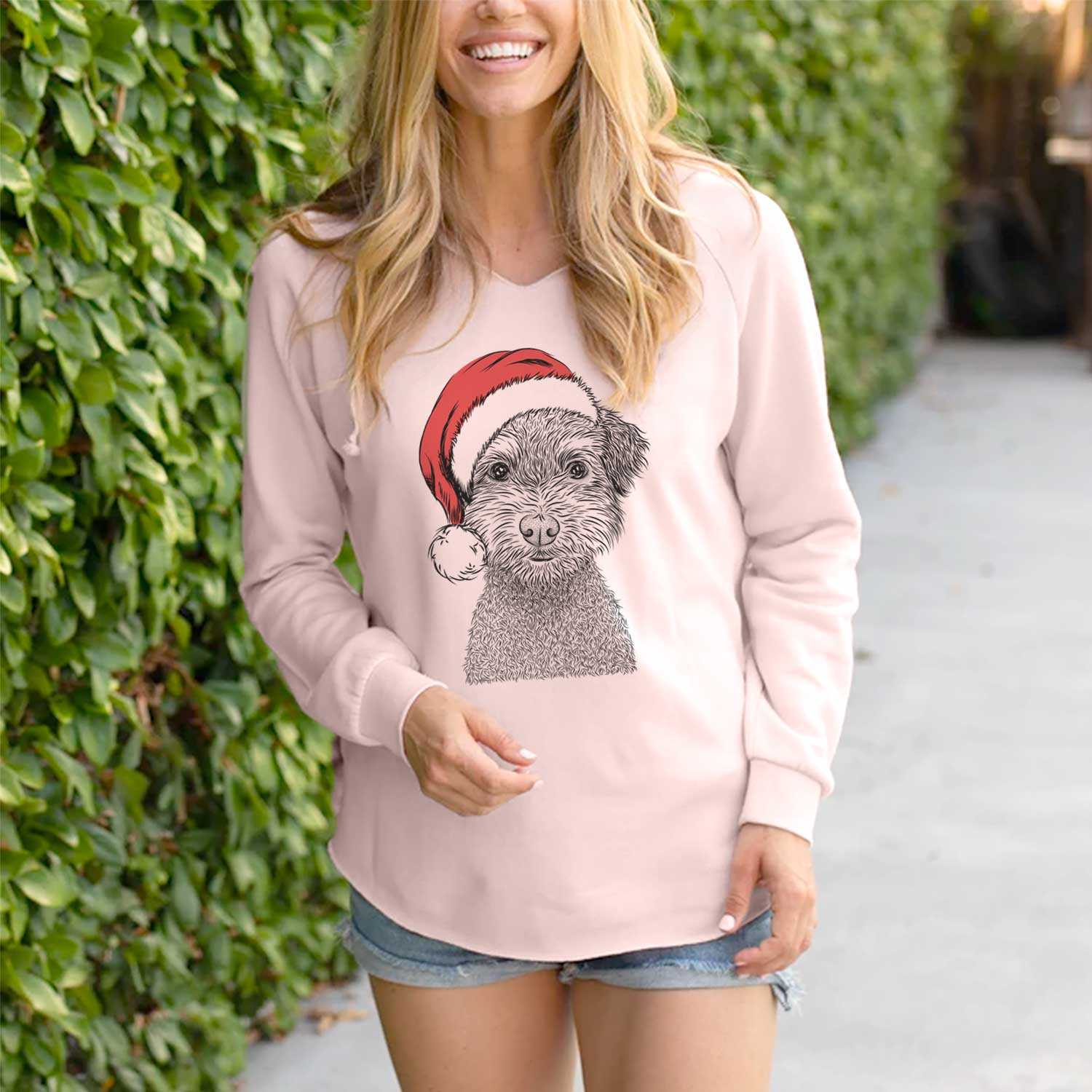 Santa Pretzel the Schnoodle - Cali Wave Hooded Sweatshirt