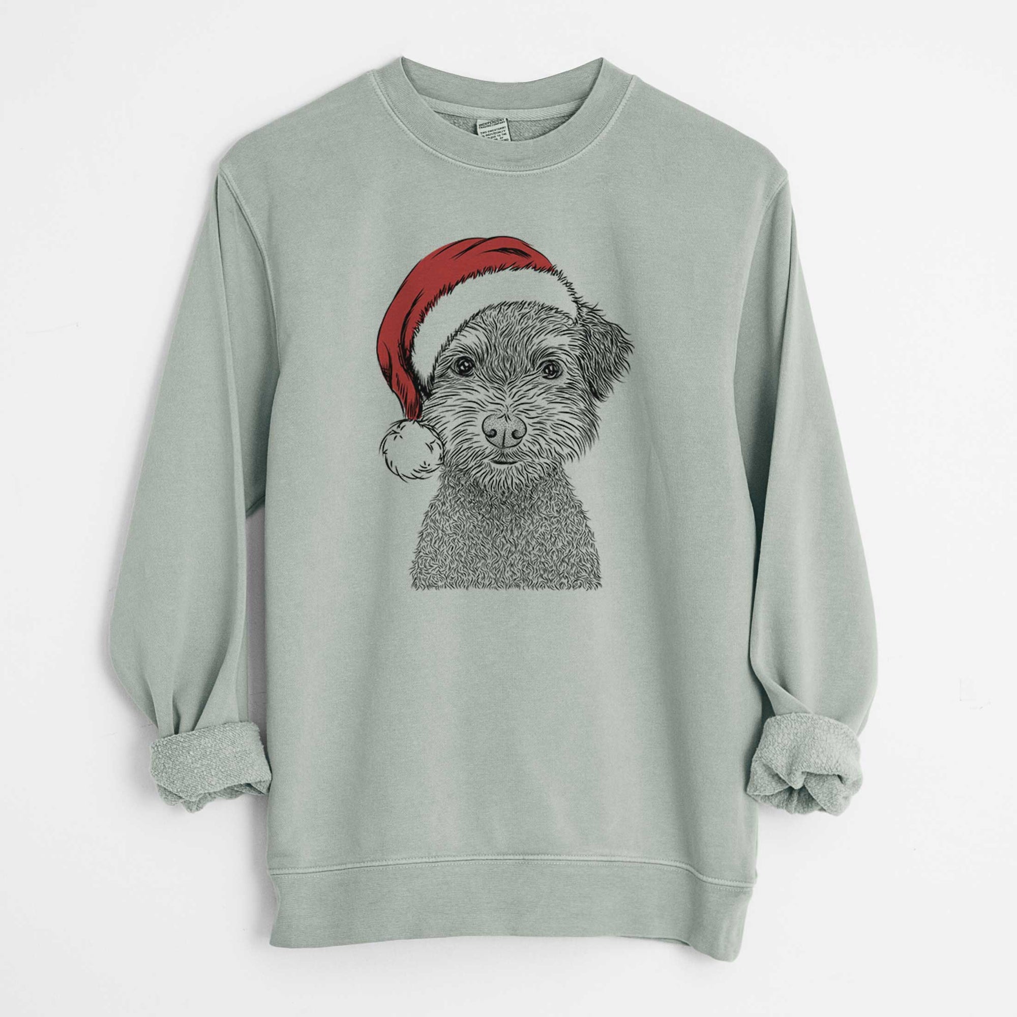 Santa Pretzel the Schnoodle - Unisex Pigment Dyed Crew Sweatshirt