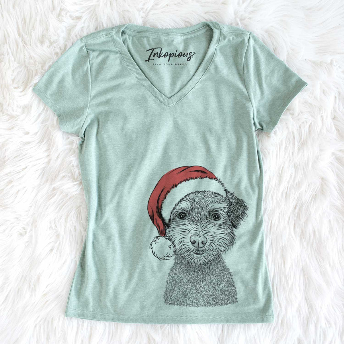 Santa Pretzel the Schnoodle - Women&#39;s V-neck Shirt