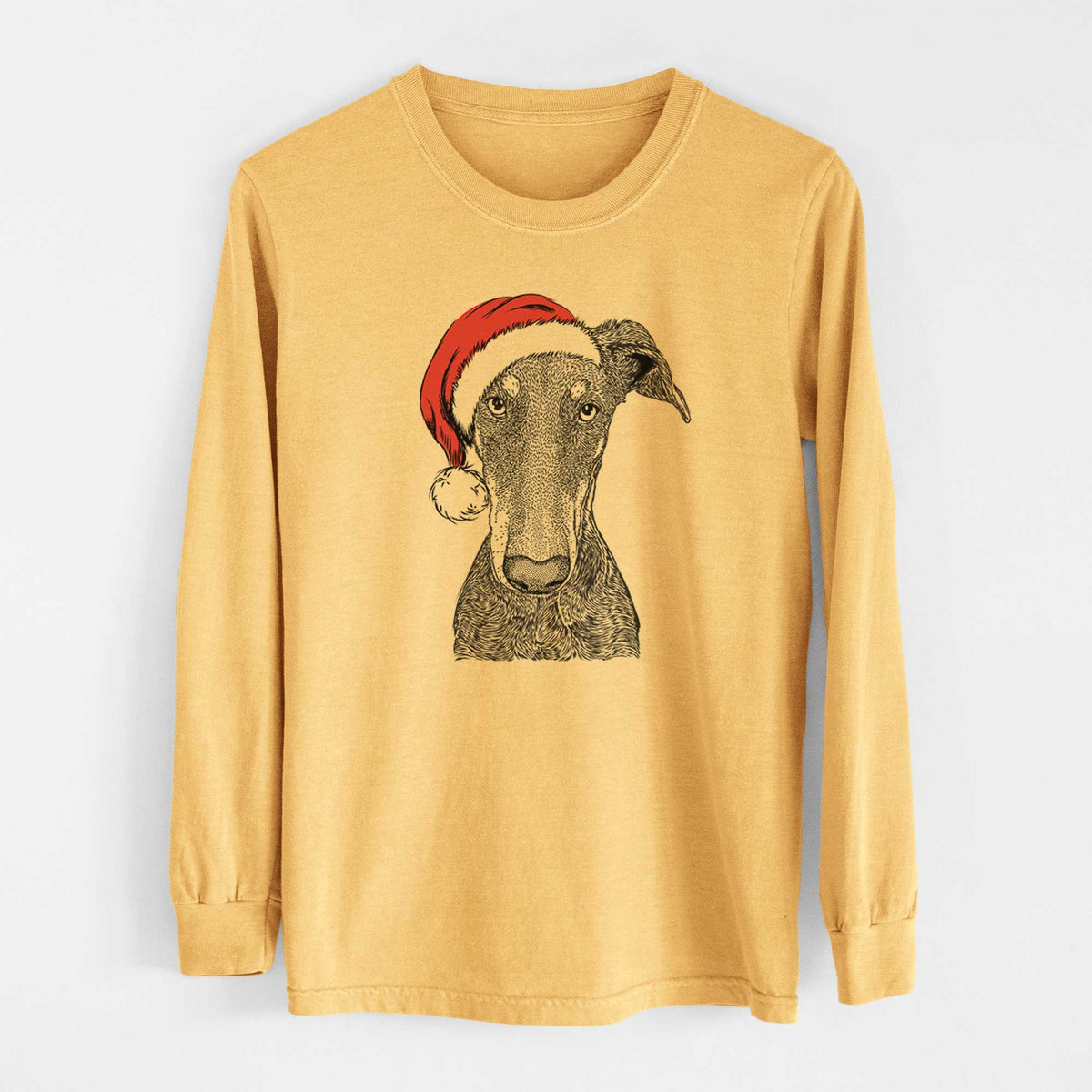 Santa Princess Fiona the Doberman Pinscher - Heavyweight 100% Cotton Long Sleeve