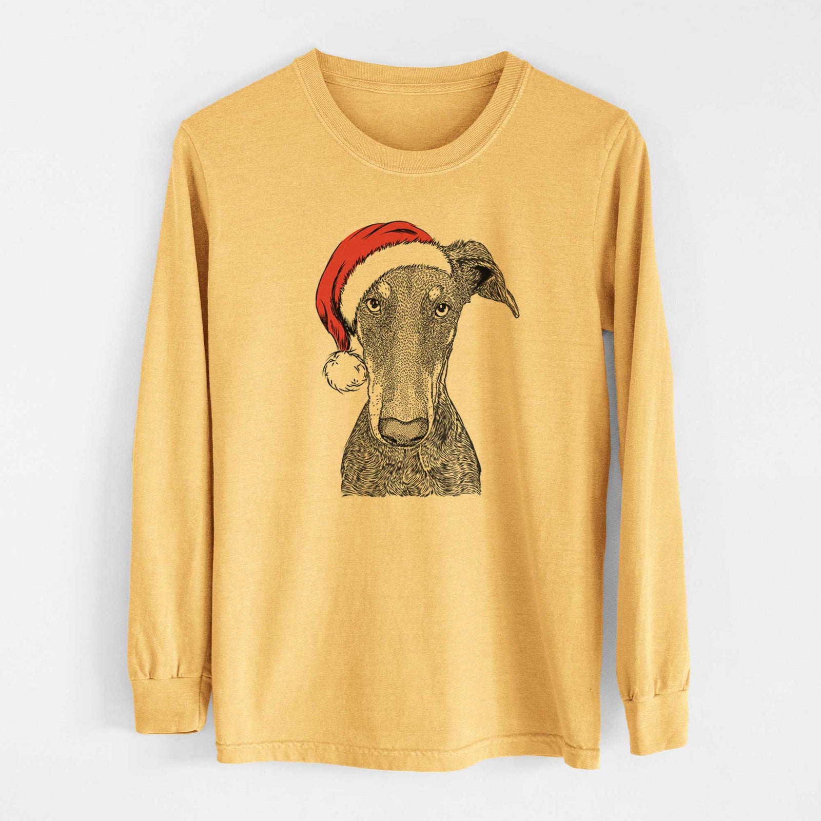 Santa Princess Fiona the Doberman Pinscher - Heavyweight 100% Cotton Long Sleeve