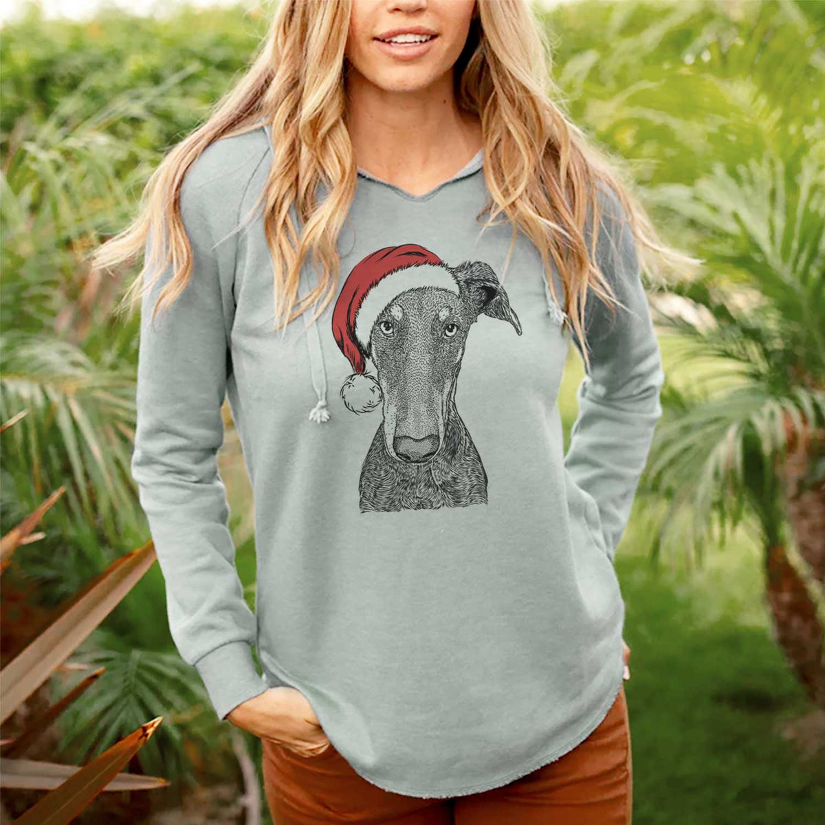 Santa Princess Fiona the Doberman Pinscher - Cali Wave Hooded Sweatshirt