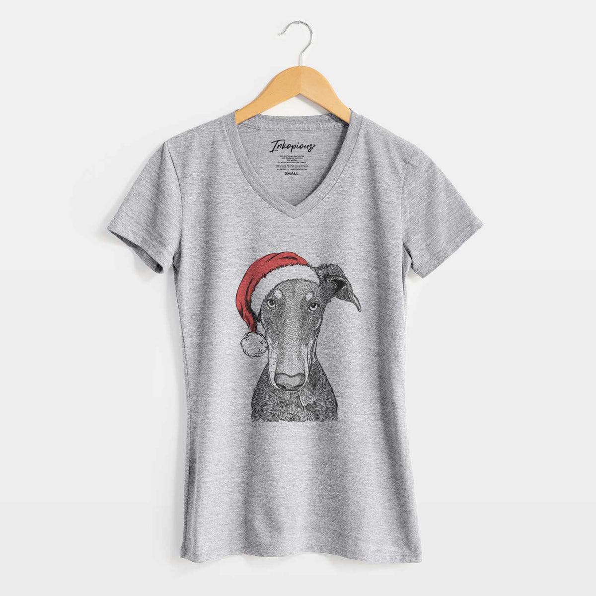 Santa Princess Fiona the Doberman Pinscher - Women's V-neck Shirt