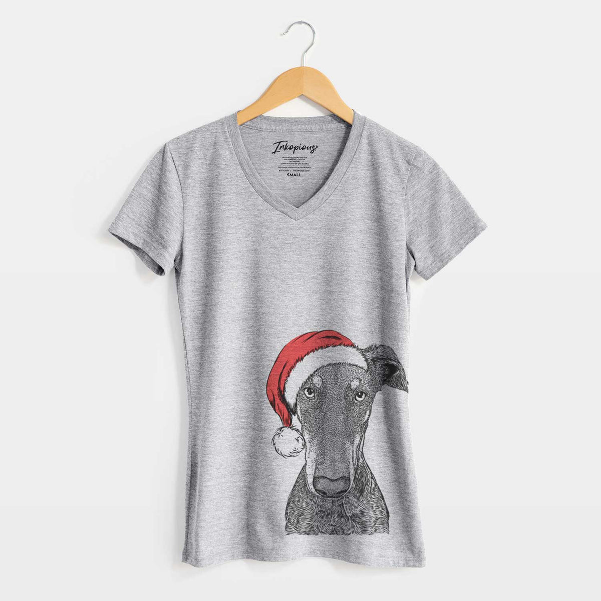 Santa Princess Fiona the Doberman Pinscher - Women's V-neck Shirt