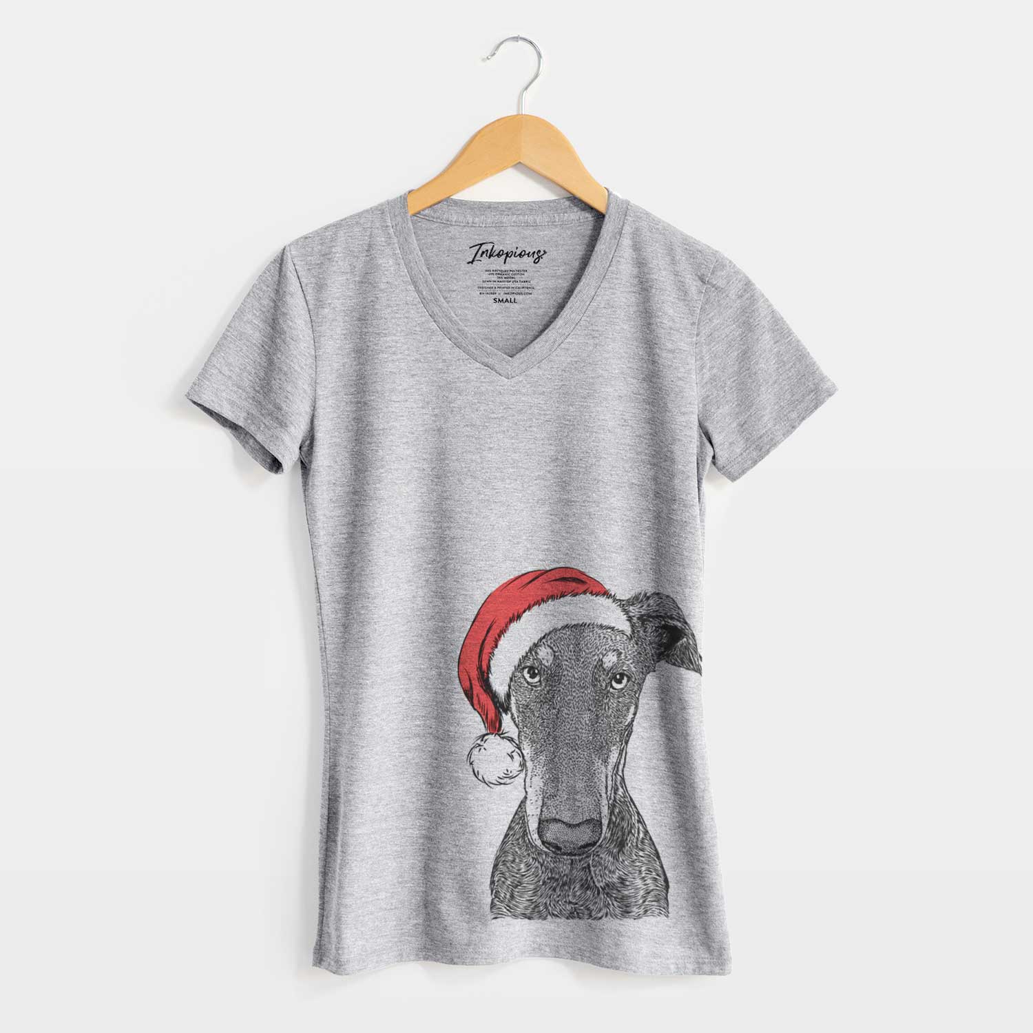 Santa Princess Fiona the Doberman Pinscher - Women's V-neck Shirt