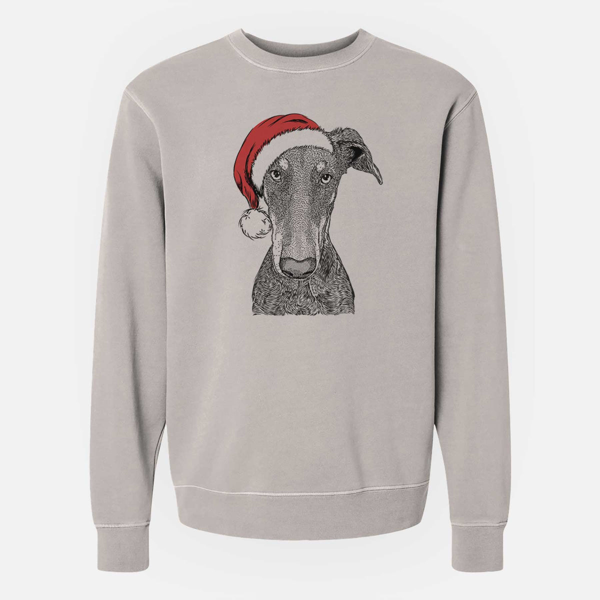 Santa Princess Fiona the Doberman Pinscher - Unisex Pigment Dyed Crew Sweatshirt