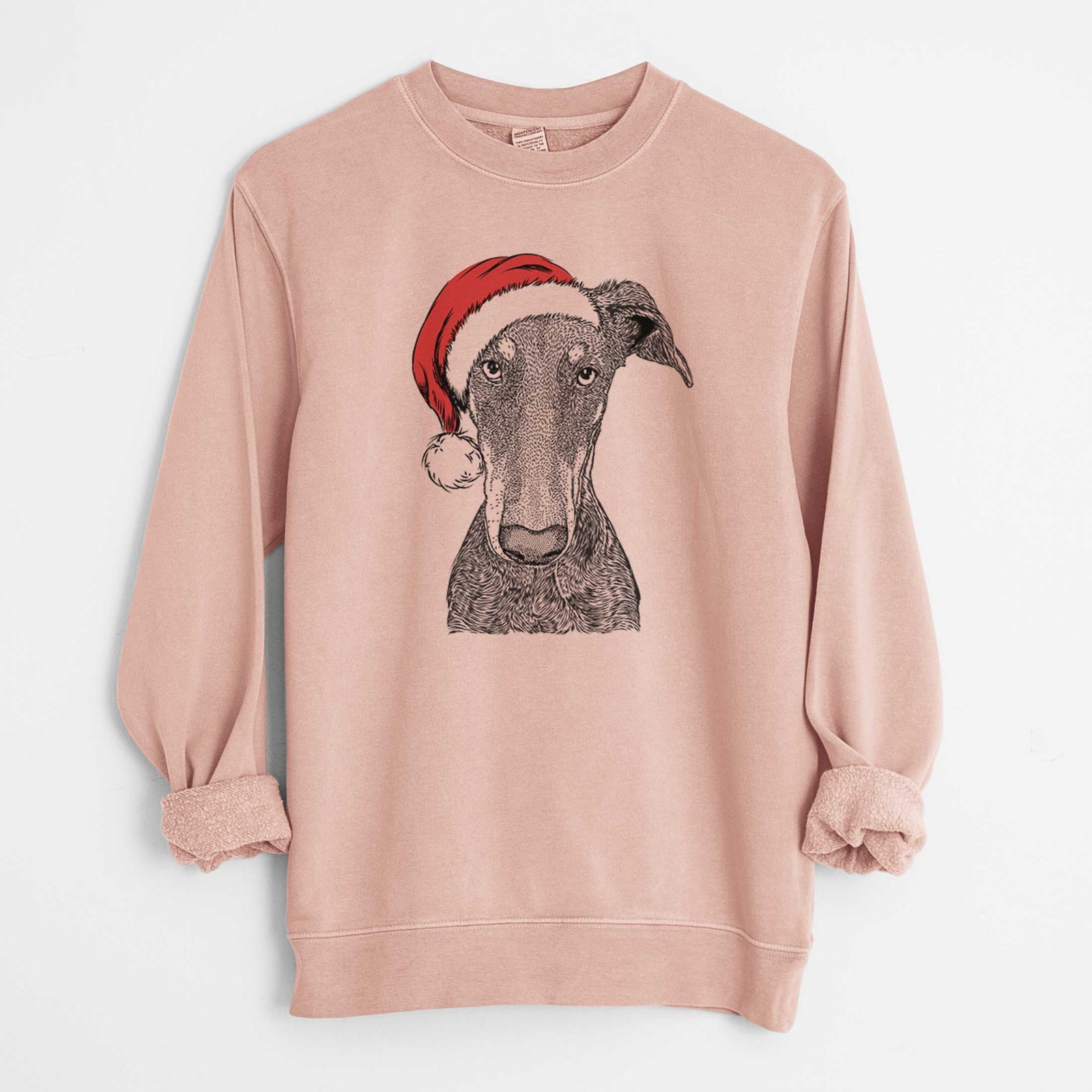 Santa Princess Fiona the Doberman Pinscher - Unisex Pigment Dyed Crew Sweatshirt