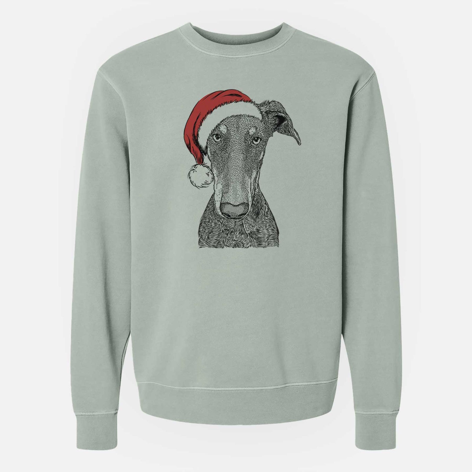 Santa Princess Fiona the Doberman Pinscher - Unisex Pigment Dyed Crew Sweatshirt