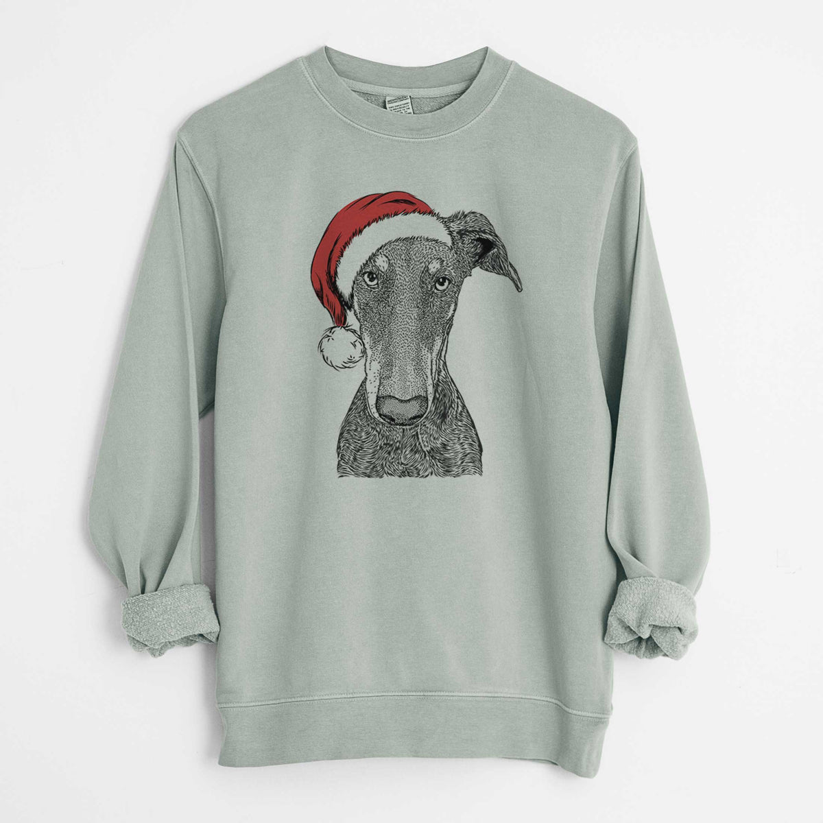 Santa Princess Fiona the Doberman Pinscher - Unisex Pigment Dyed Crew Sweatshirt