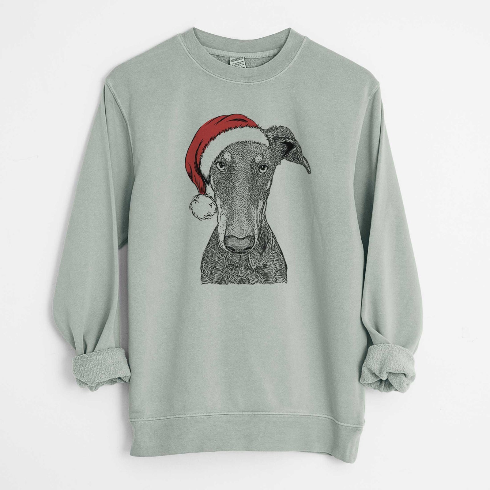 Santa Princess Fiona the Doberman Pinscher - Unisex Pigment Dyed Crew Sweatshirt