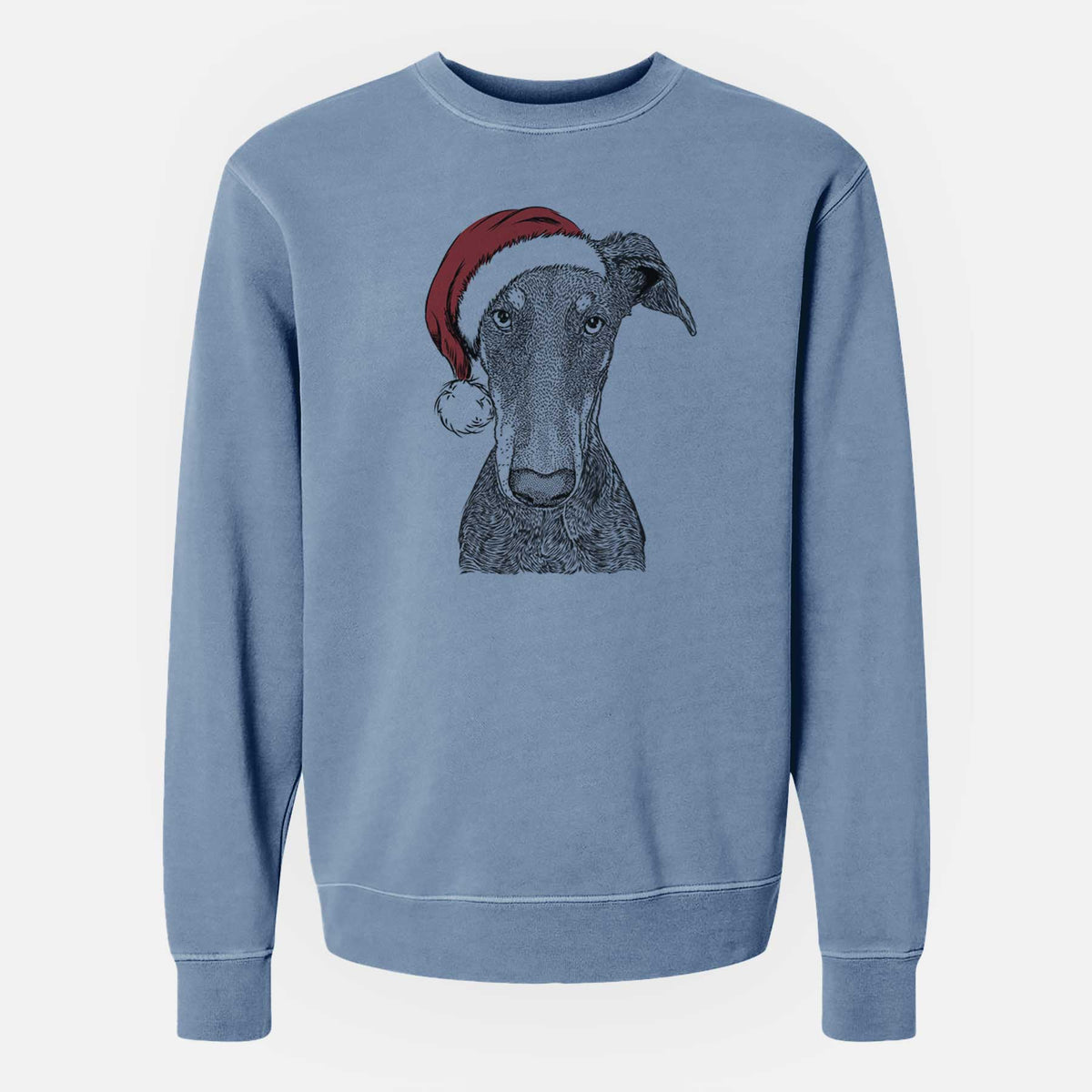 Santa Princess Fiona the Doberman Pinscher - Unisex Pigment Dyed Crew Sweatshirt
