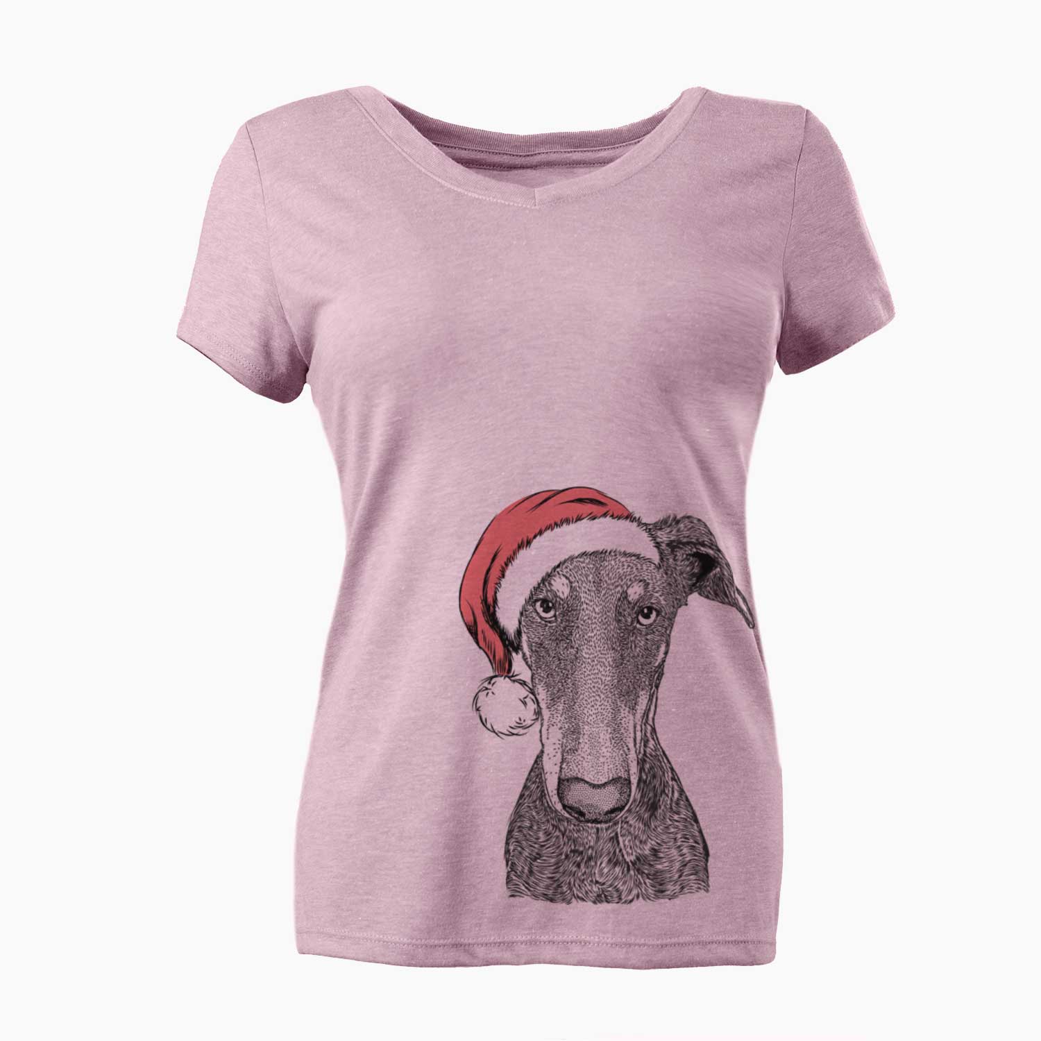 Santa Princess Fiona the Doberman Pinscher - Women's V-neck Shirt