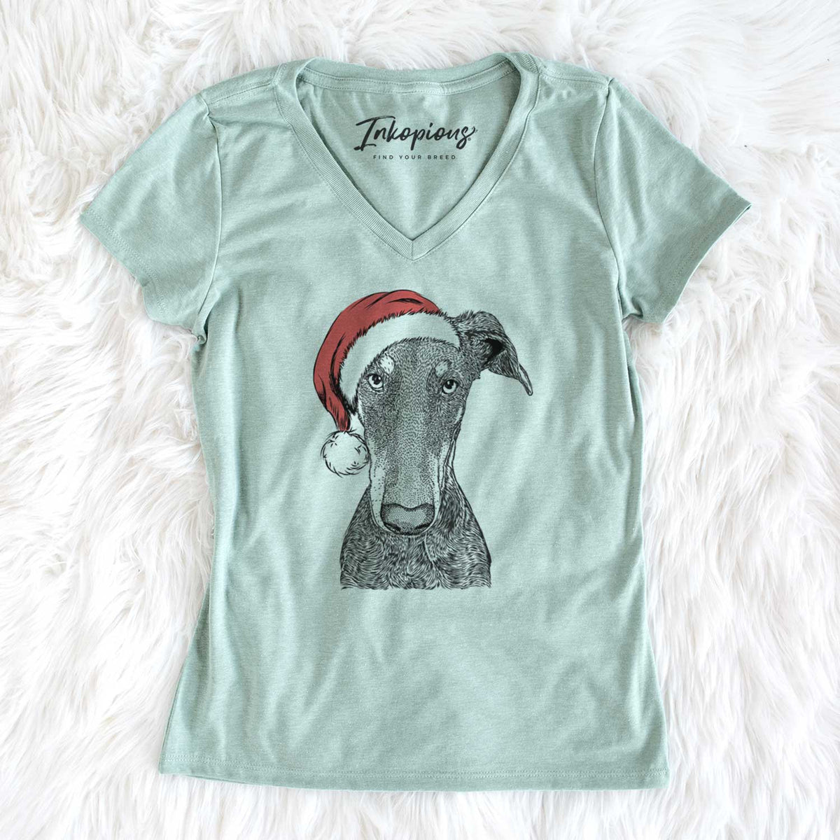 Santa Princess Fiona the Doberman Pinscher - Women's V-neck Shirt