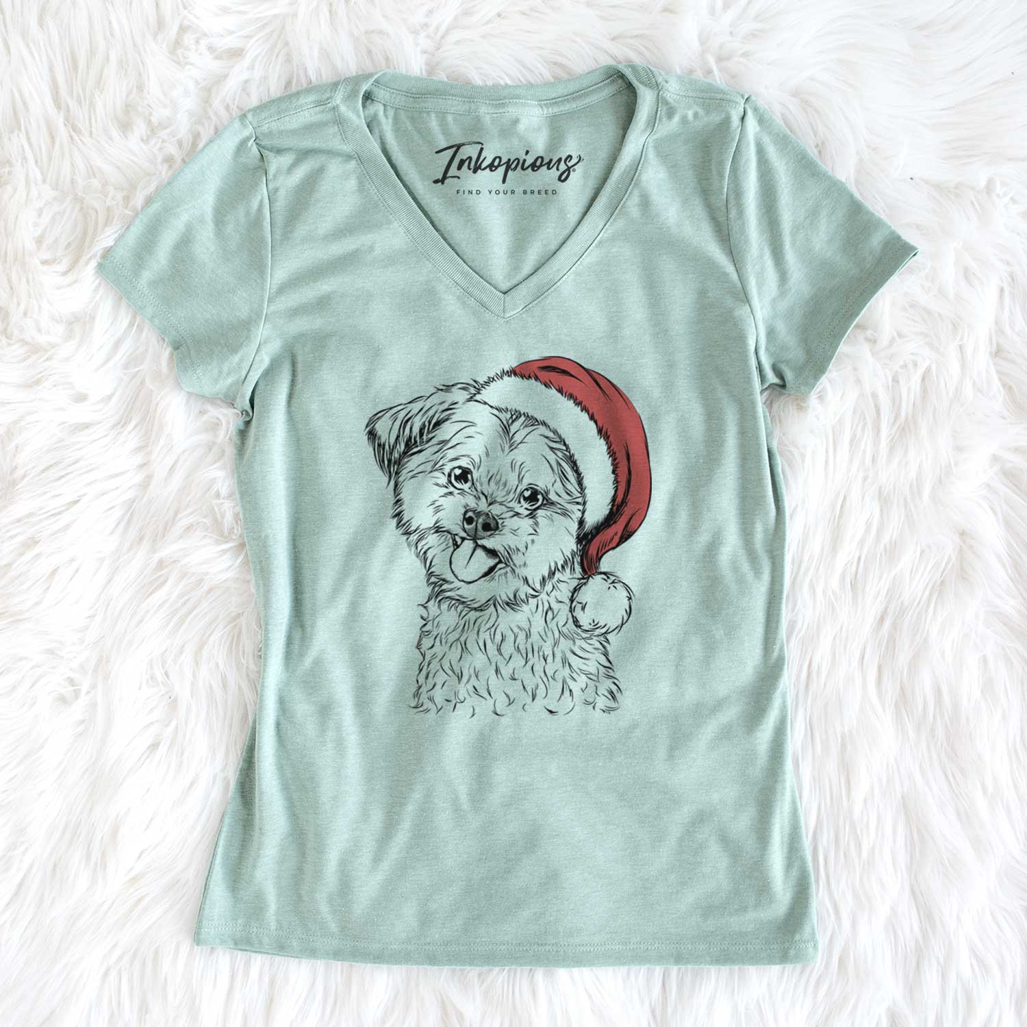 Santa Puff the Malshi - Women's V-neck Shirt