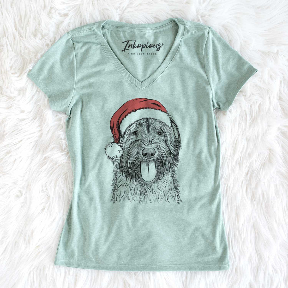 Santa Puig the Catalan Sheepdog - Women's V-neck Shirt