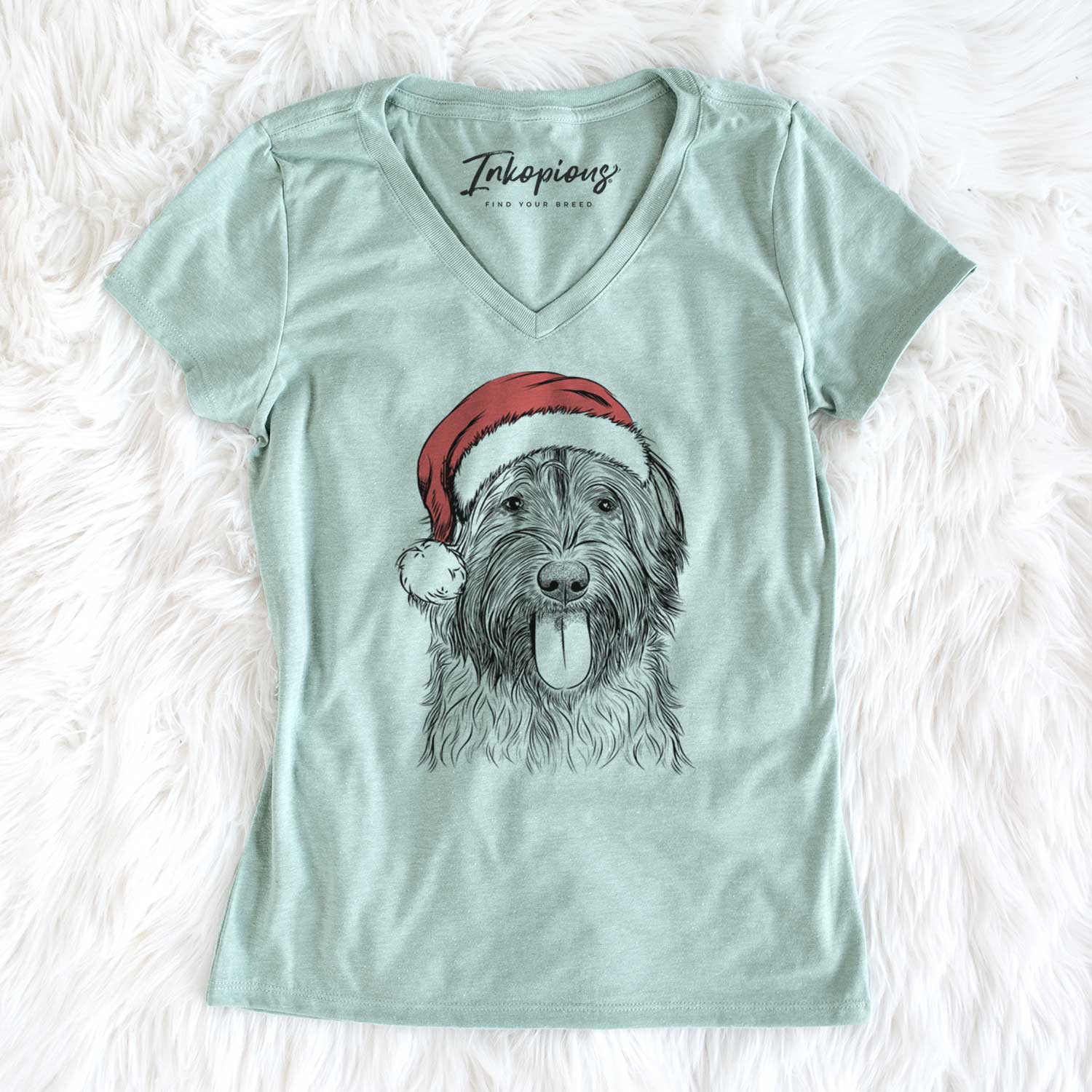 Santa Puig the Catalan Sheepdog - Women's V-neck Shirt