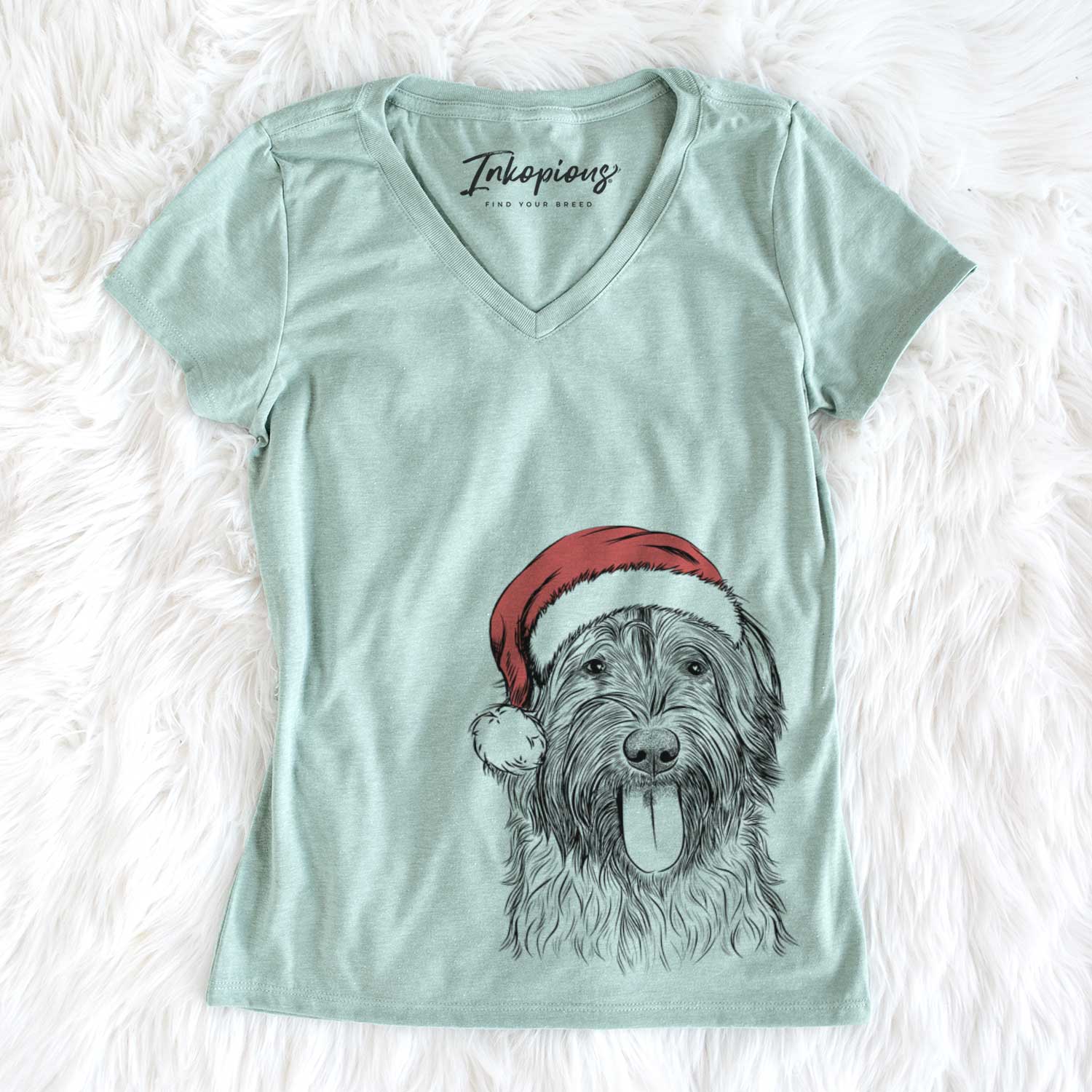 Santa Puig the Catalan Sheepdog - Women's V-neck Shirt